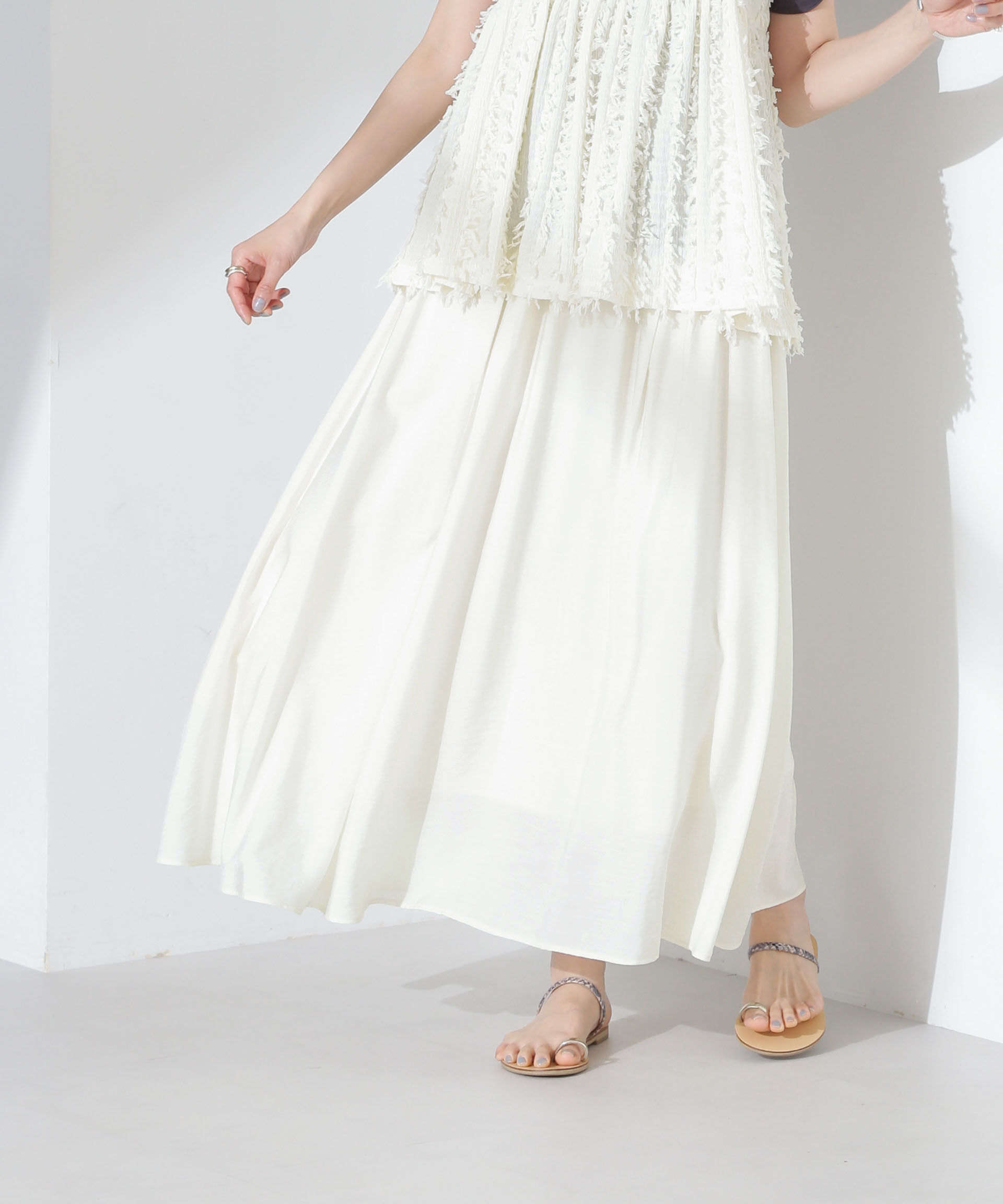 nano･universe「シアーボリュームスカート」|スカート|ホワイト