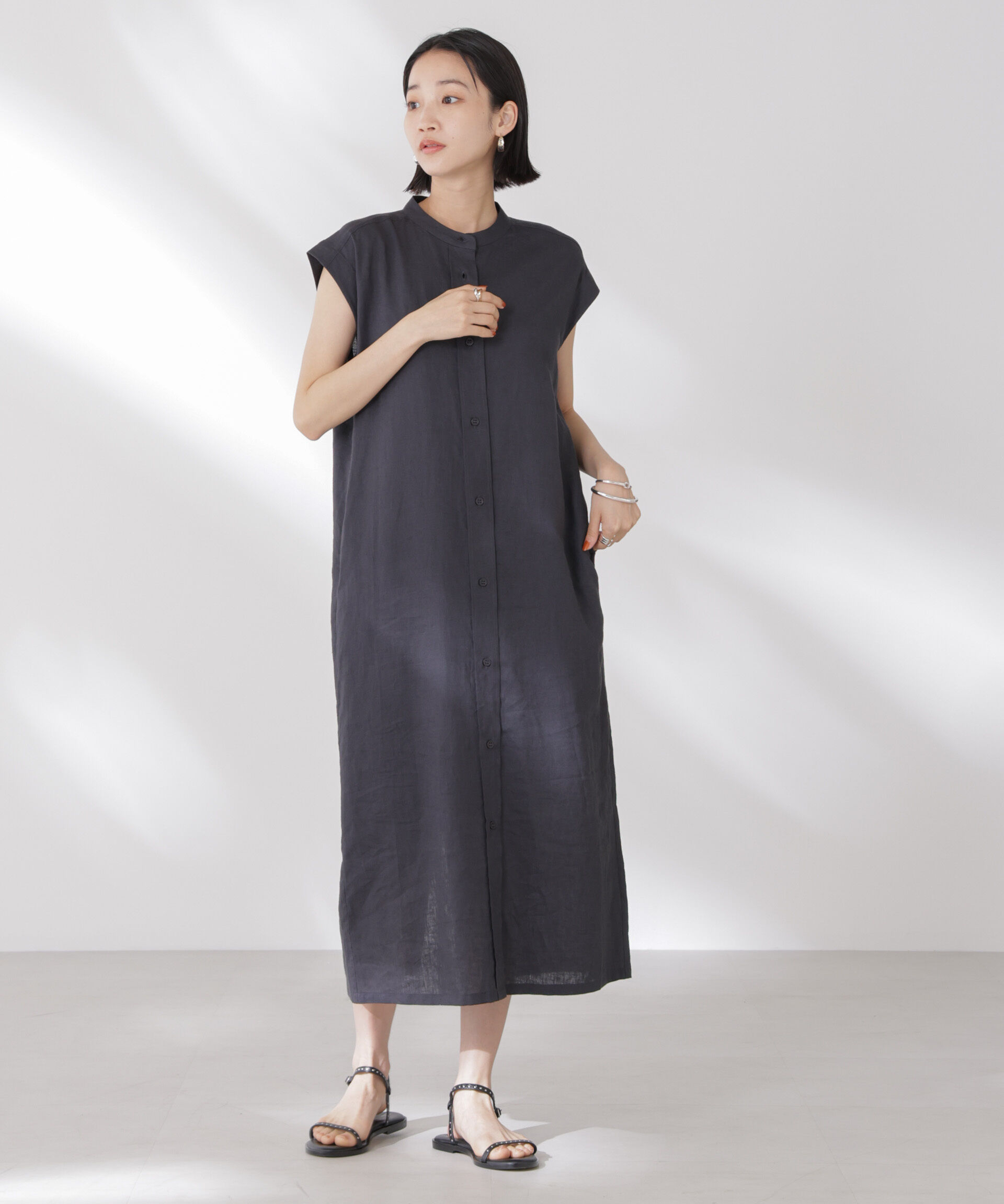 nano･universe「Anti Smell Linen フレンチスリーブワンピース」|ワンピース|