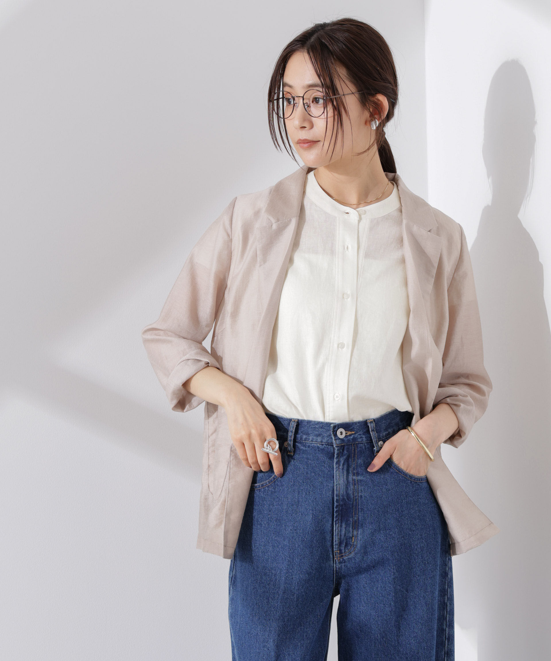 nano･universe「Anti Smell Linen フレンチスリーブシャツ」|シャツ・ブラウス|