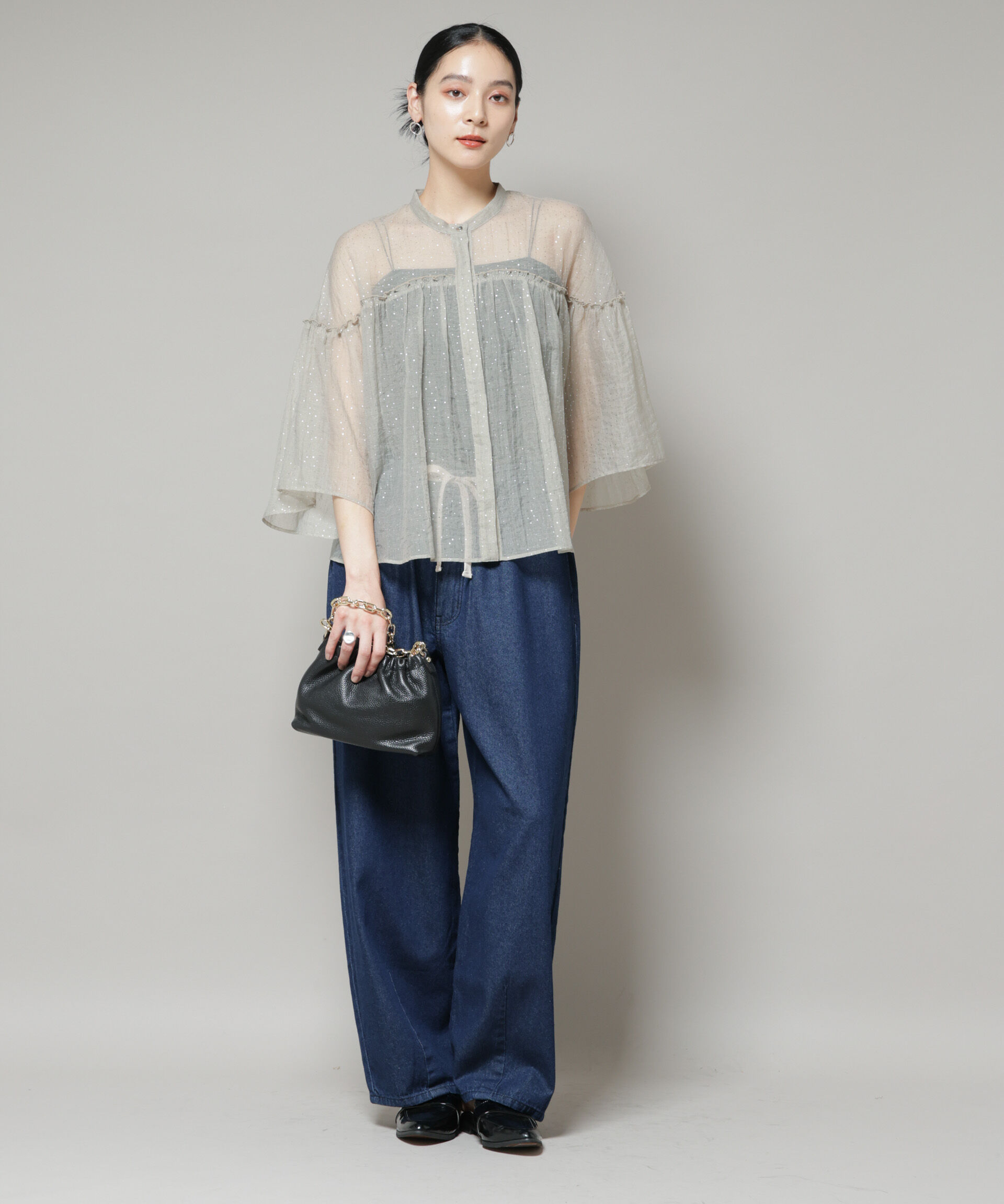 nano･universe「ドロストデニムパンツ(セットアップ可)」|チノ|