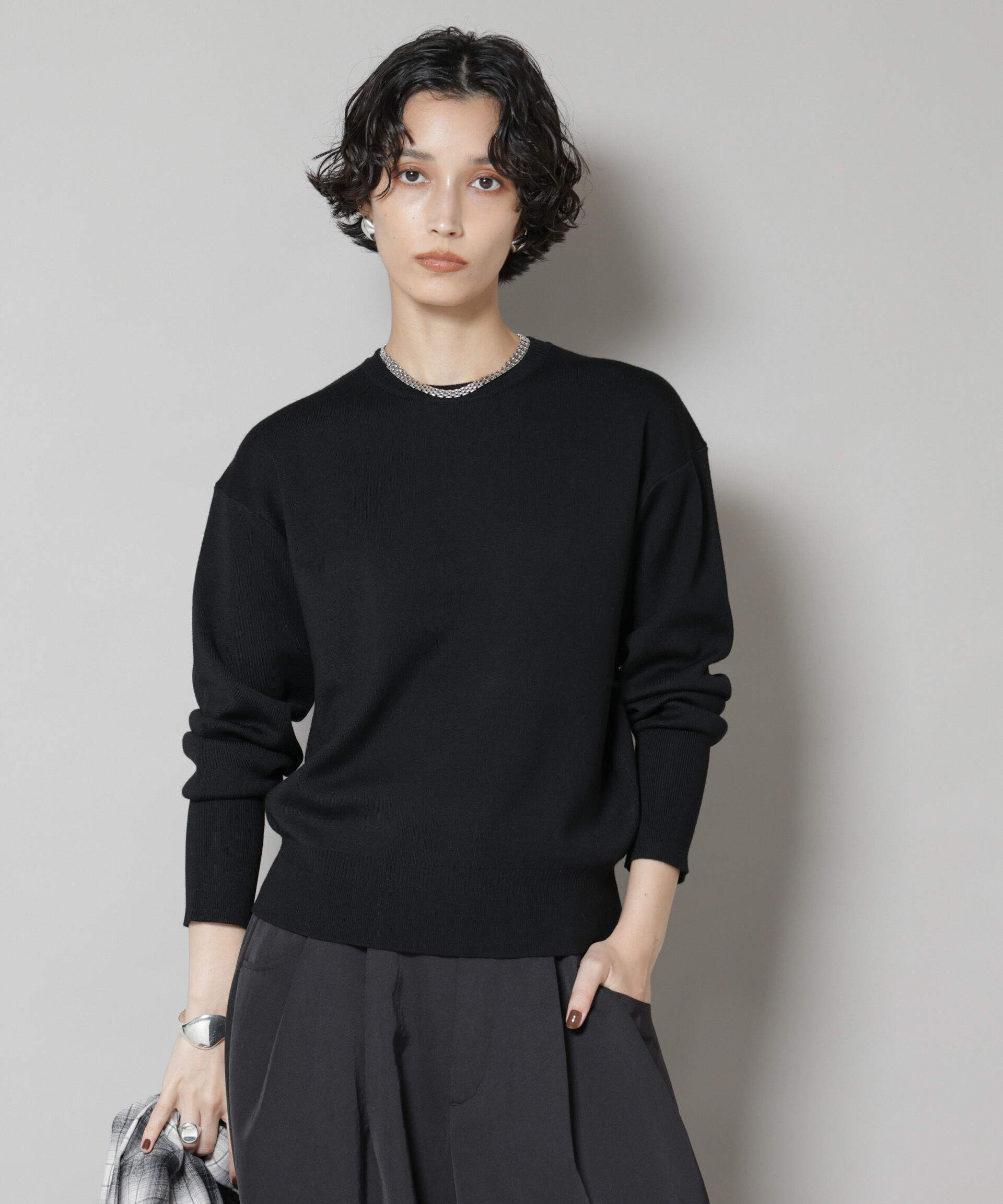 nano･universe「毛玉レスニットスムースクルーネックプルオーバー」|ニット・セーター|