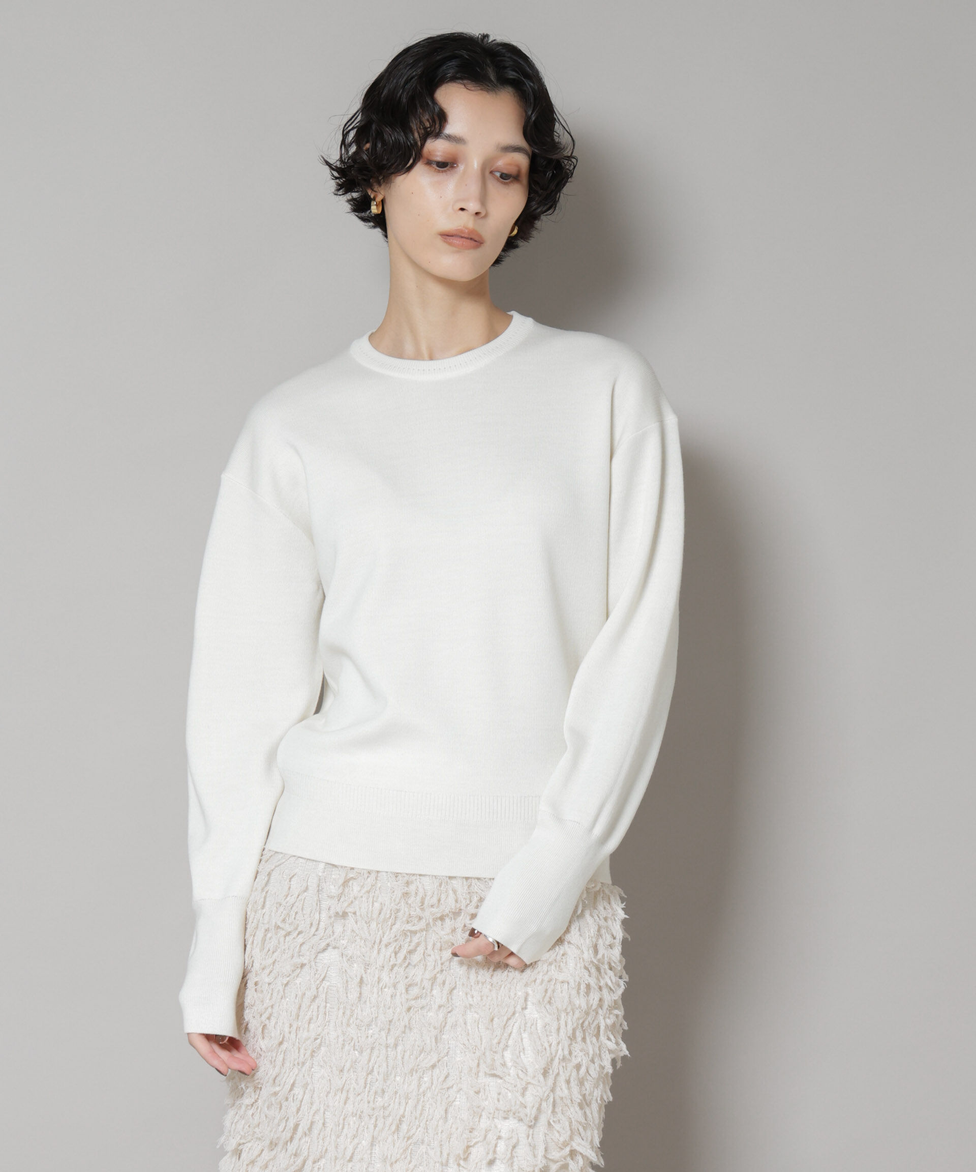 nano･universe「毛玉レスニットスムースクルーネックプルオーバー」|ニット・セーター|