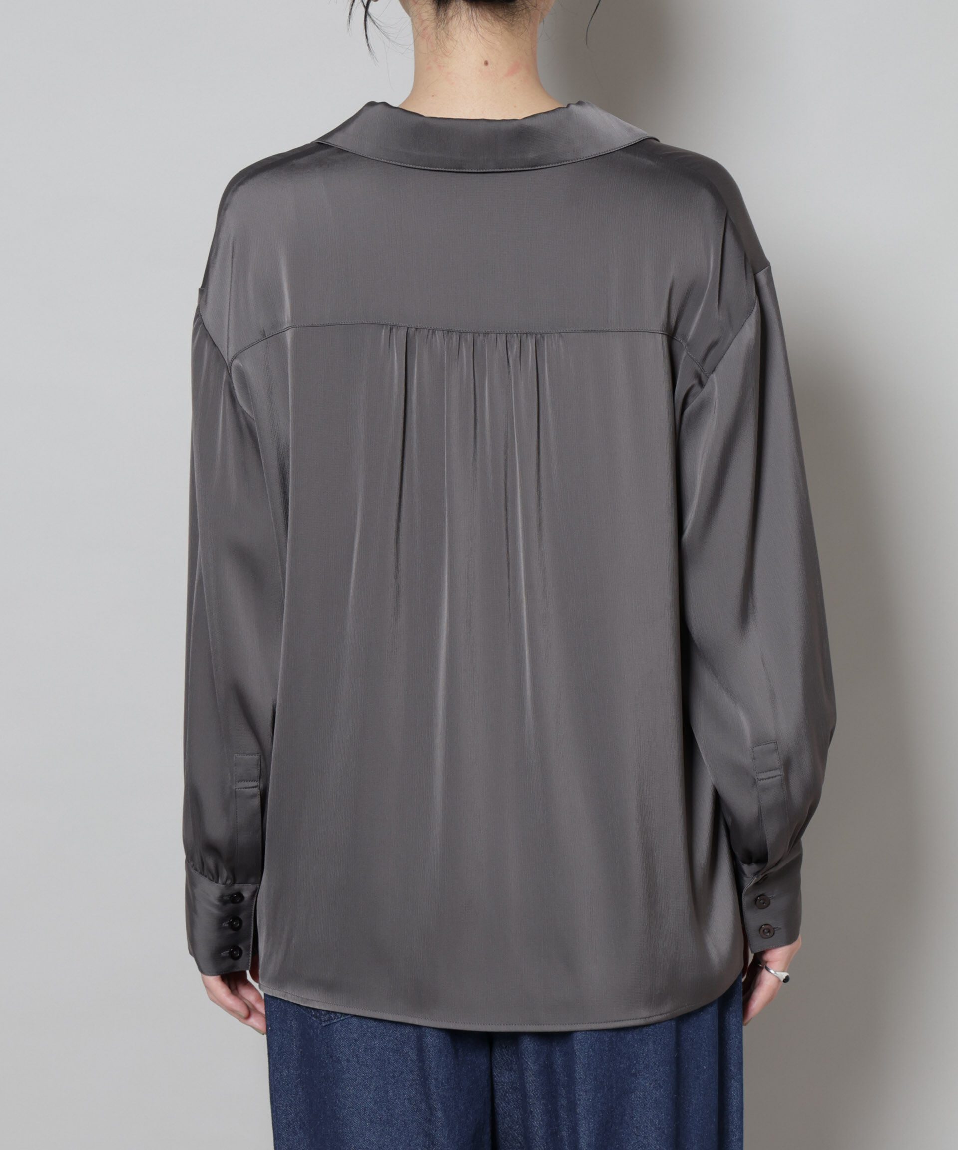 nano･universe「サテンオープンカラーシャツ(セットアップ可)」|シャツ・ブラウス|