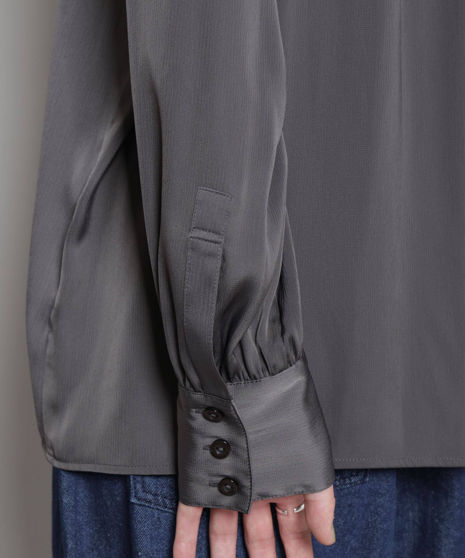 nano･universe「サテンオープンカラーシャツ(セットアップ可)」|シャツ・ブラウス|