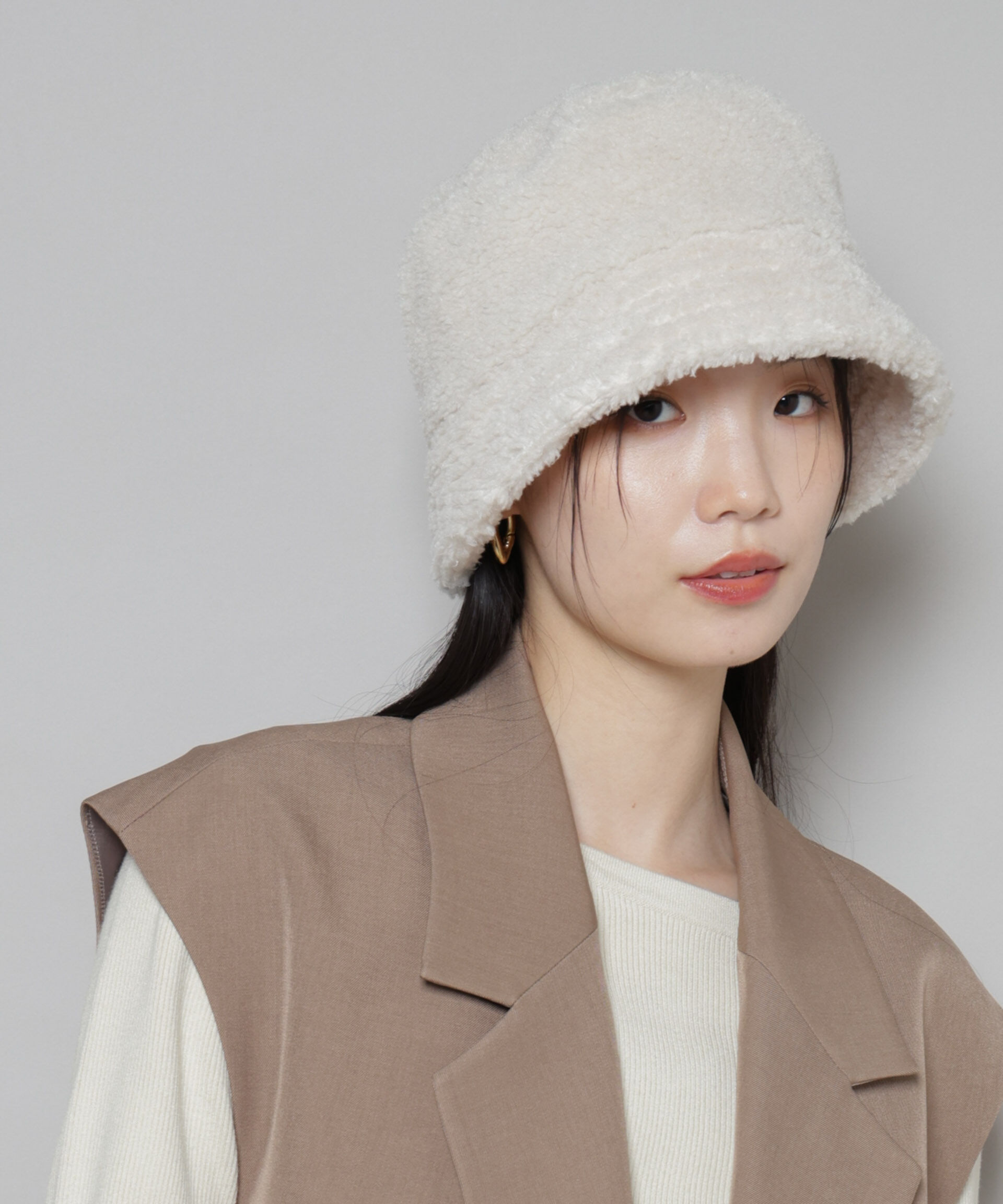 nano･universe「Healthknit/別注ボアバケットハット」|キャップ・キャスケット|ライトベージ 1