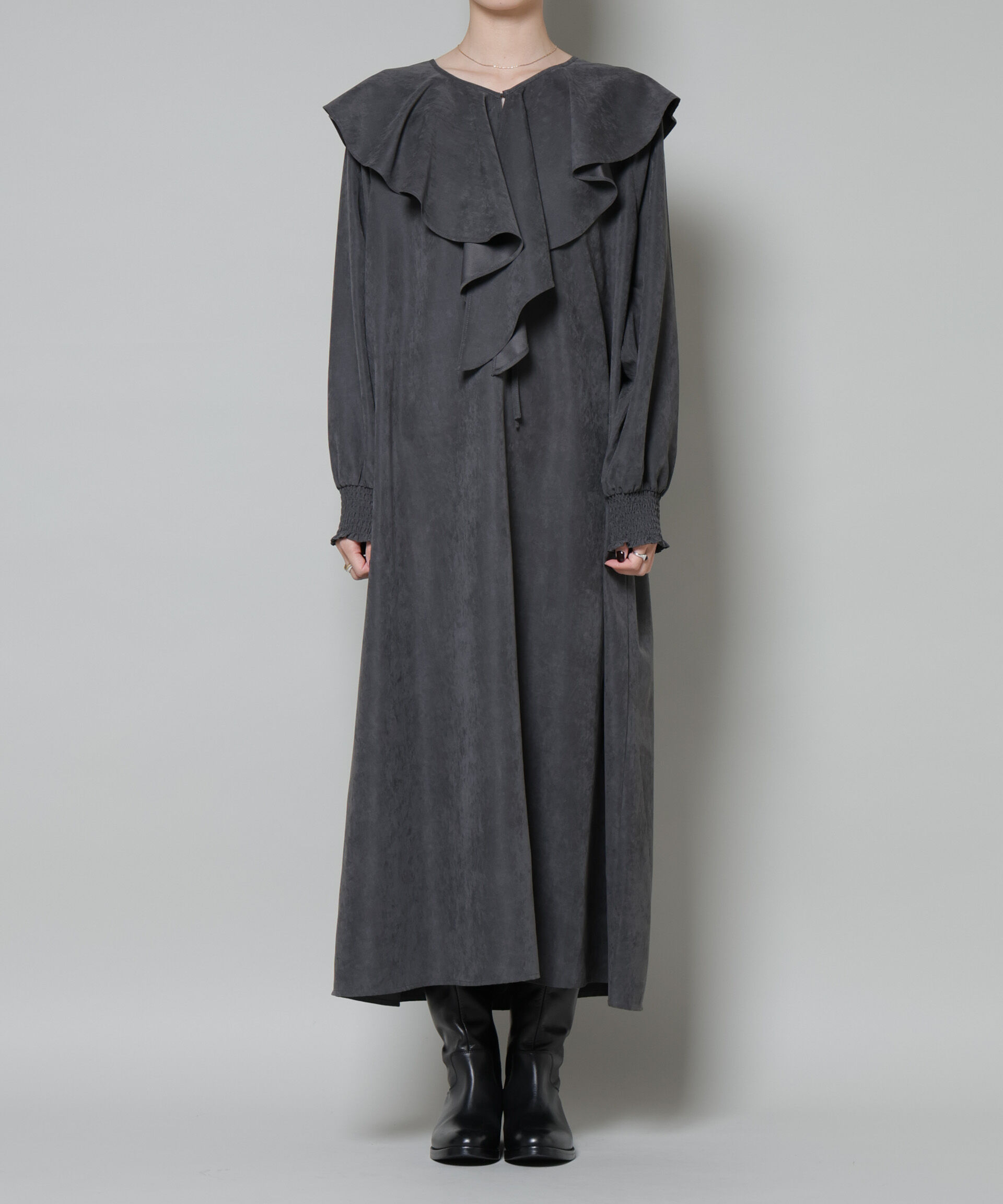 nano･universe「取り外し可能ラッフルカラー付きピーチフレアワンピース」|ワンピース|