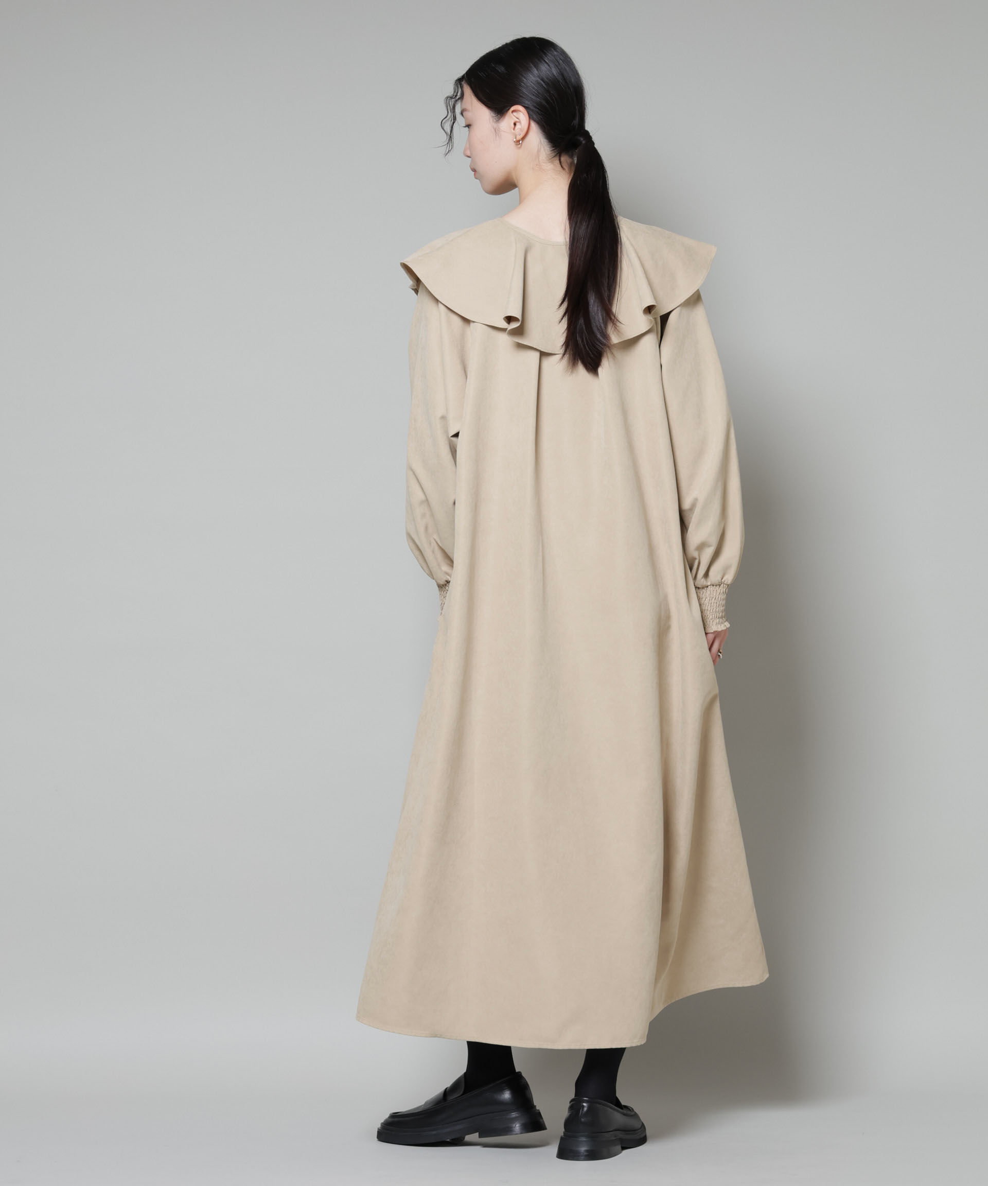 nano･universe「取り外し可能ラッフルカラー付きピーチフレアワンピース」|ワンピース|