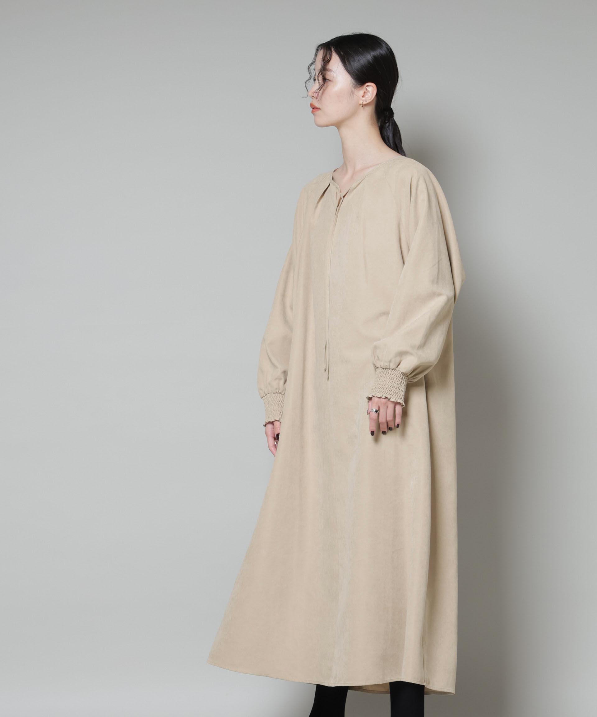 nano･universe「取り外し可能ラッフルカラー付きピーチフレアワンピース」|ワンピース|