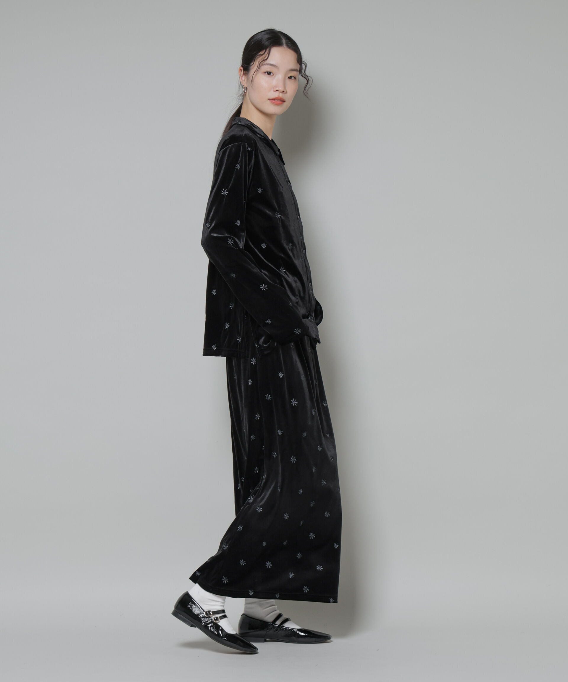 nano･universe「刺繍ベロアカットナロースカート(セットアップ可)」|スカート|