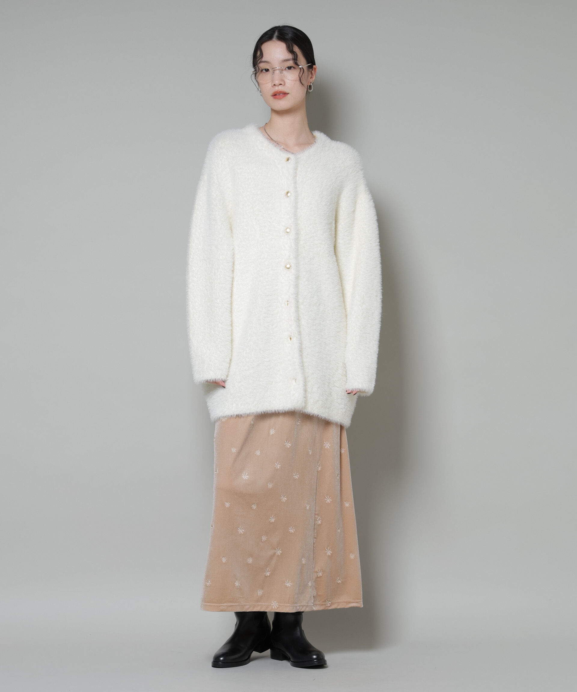 nano･universe「刺繍ベロアカットナロースカート(セットアップ可)」|スカート|