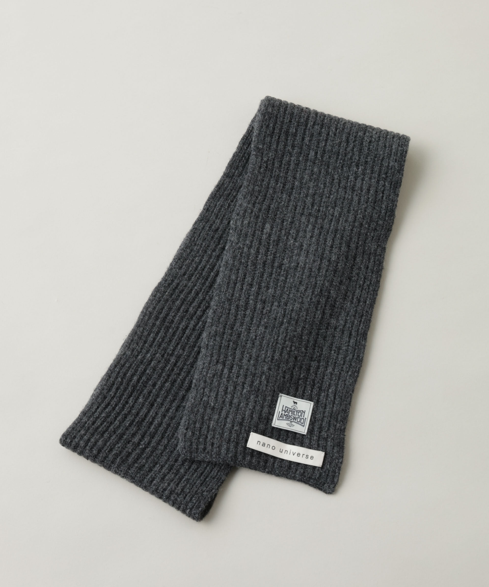 nano･universe「HAMILTON 10ANNIVERSARY WOOL ニットマフラー」|マフラー|チャコール3