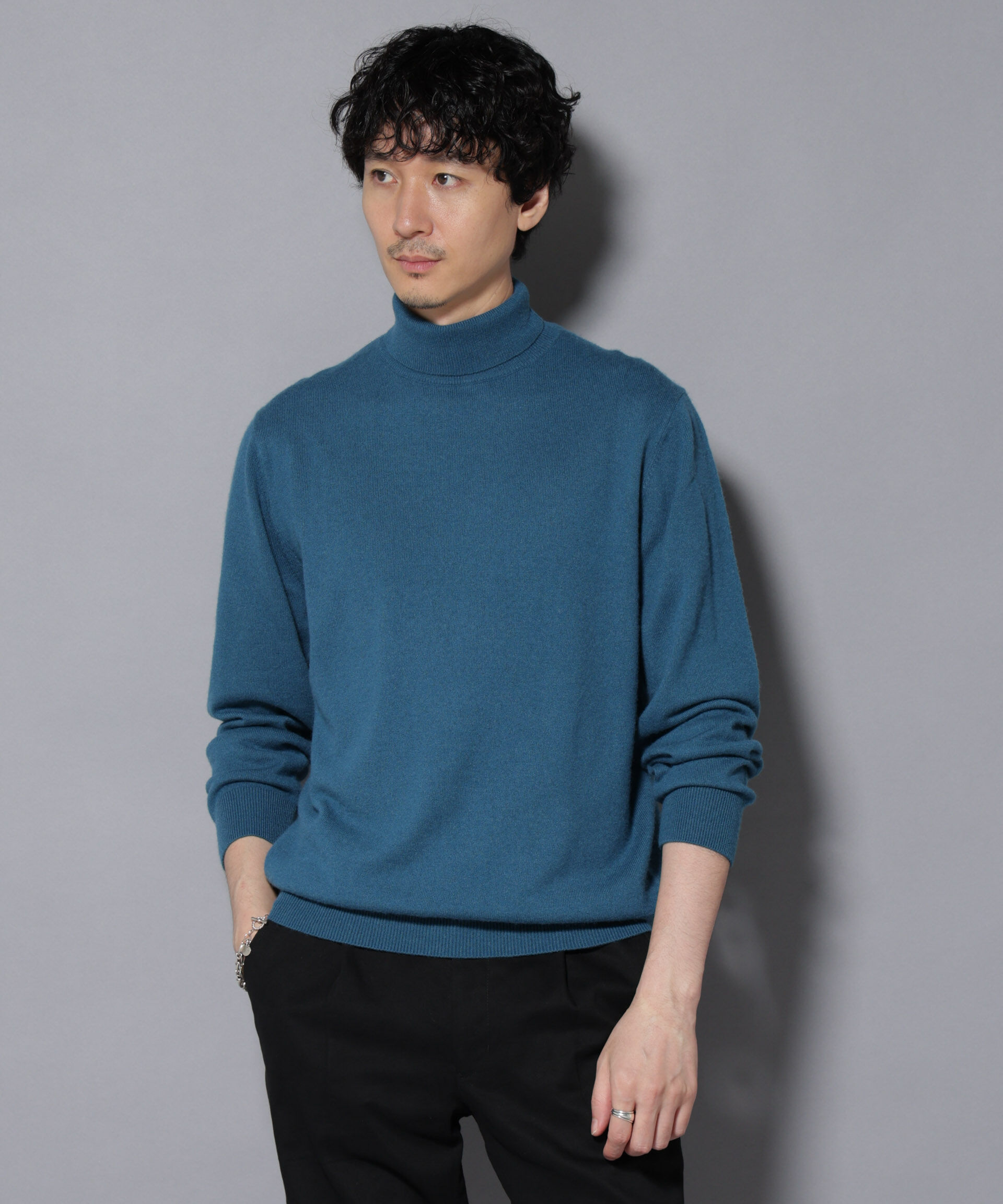 nano･universe「カシミヤミックスタートルネックニット」|ニット・セーター|ターコイズ