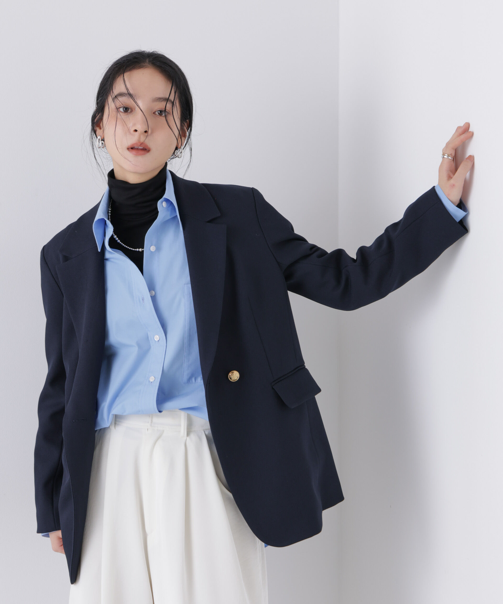 nano･universe「ツイーディーカルゼテーラードダブルジャケット」|テーラードジャケット|D.ネイビー1