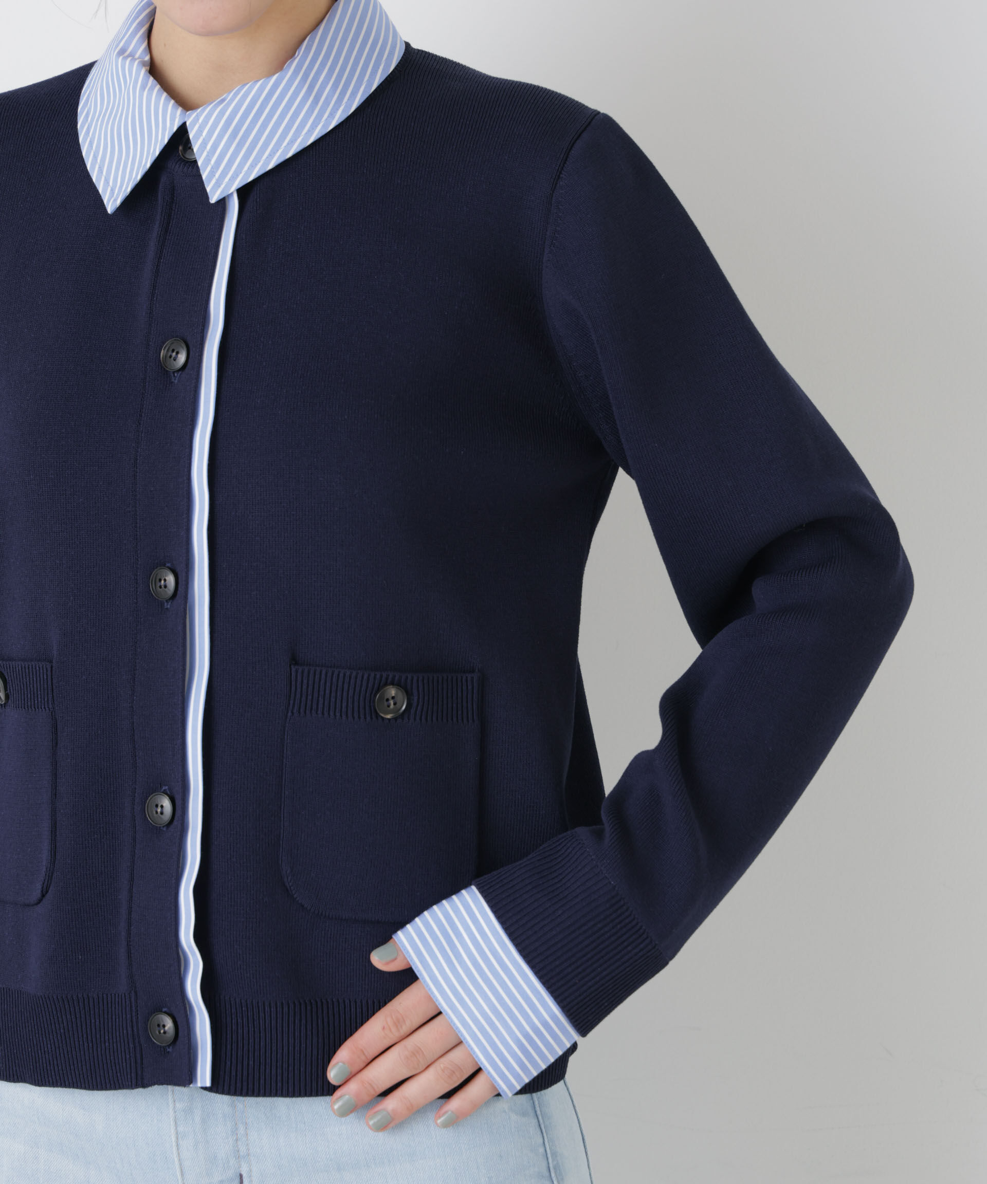 nano･universe「シャツドッキングニットカーディガン」|ニット・セーター|