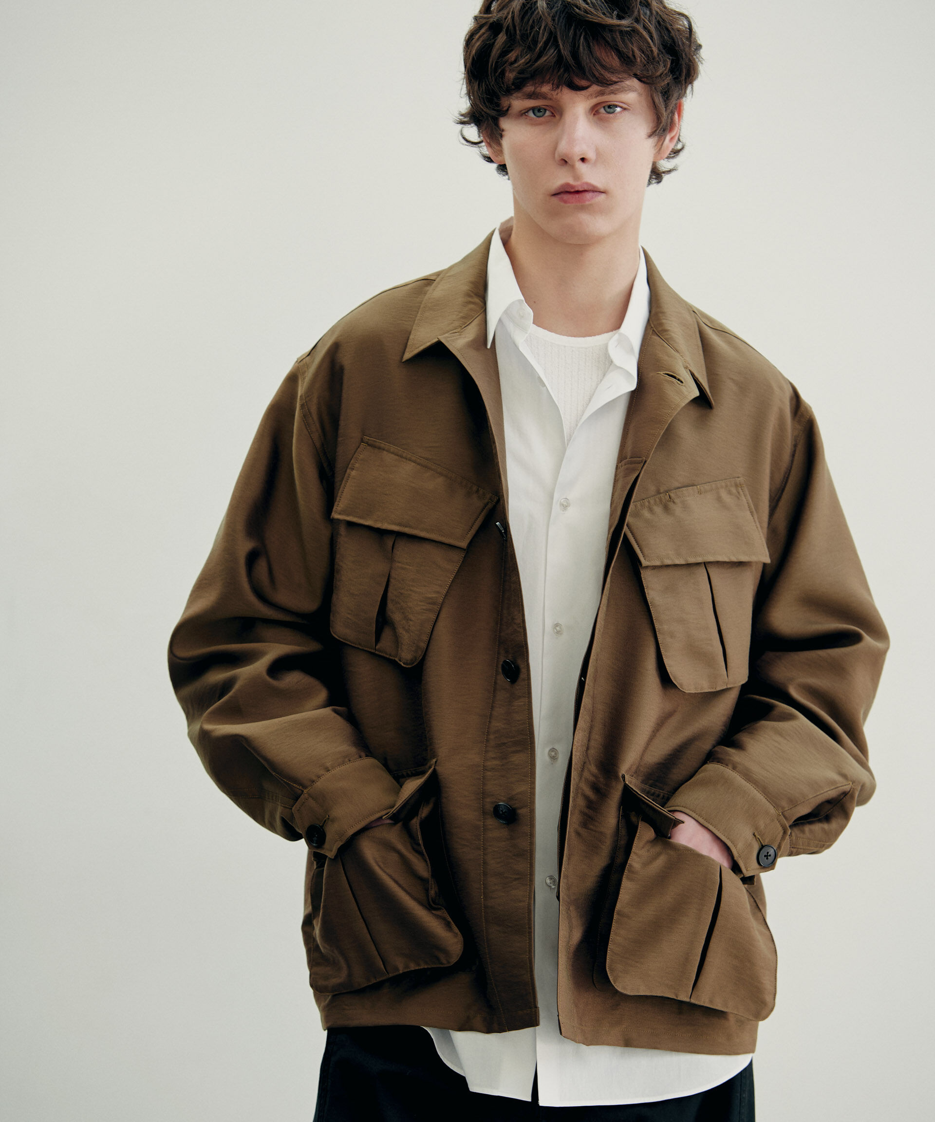 nano･universe「｢ASSEMBLANC｣ ソラーロ ファティーグジャケット」|ブルゾン・スタジャン|カーキ