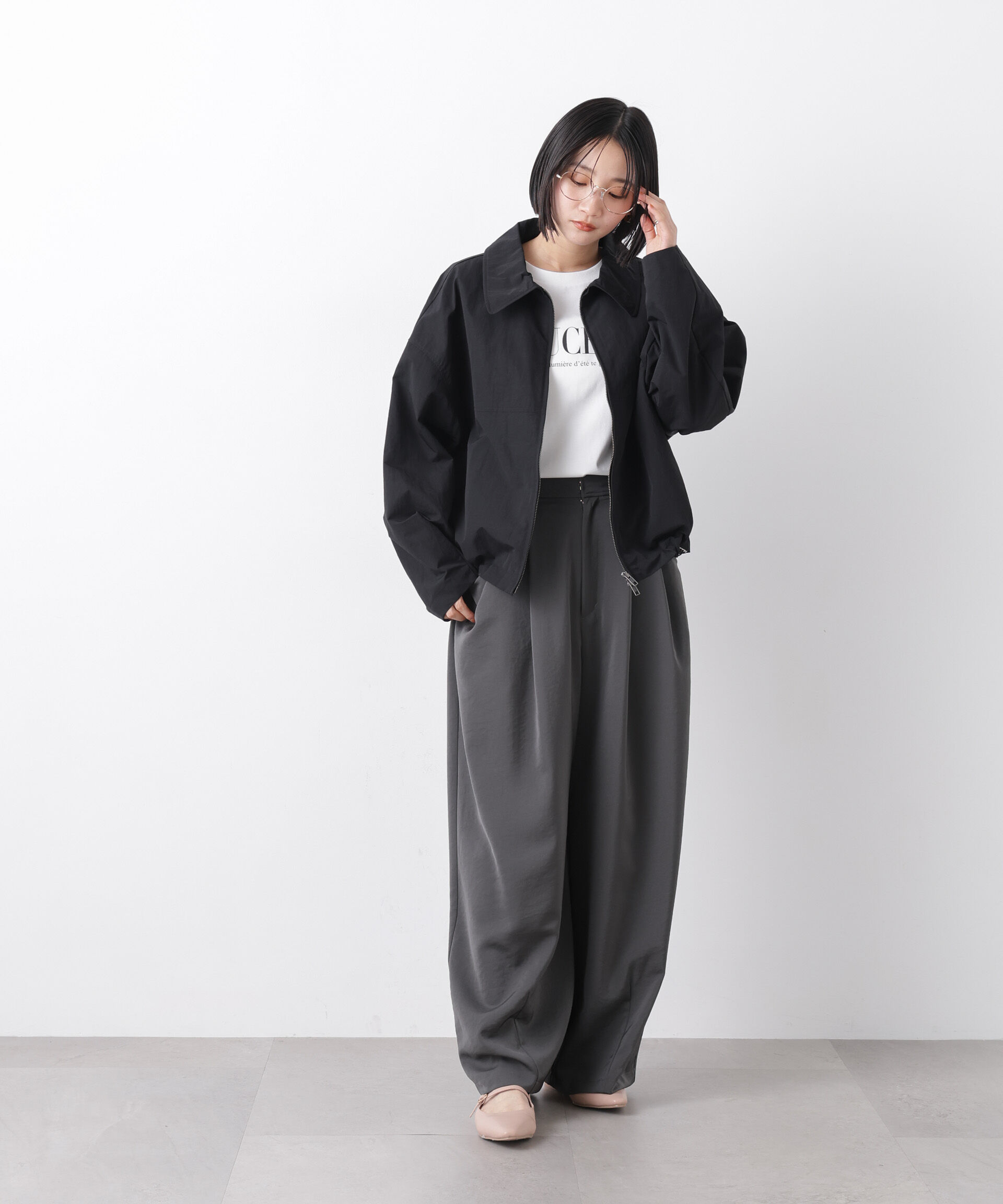 nano･universe「撥水＆花粉ガード コクーンシルエットジップブルゾン」|ブルゾン・スタジャン|