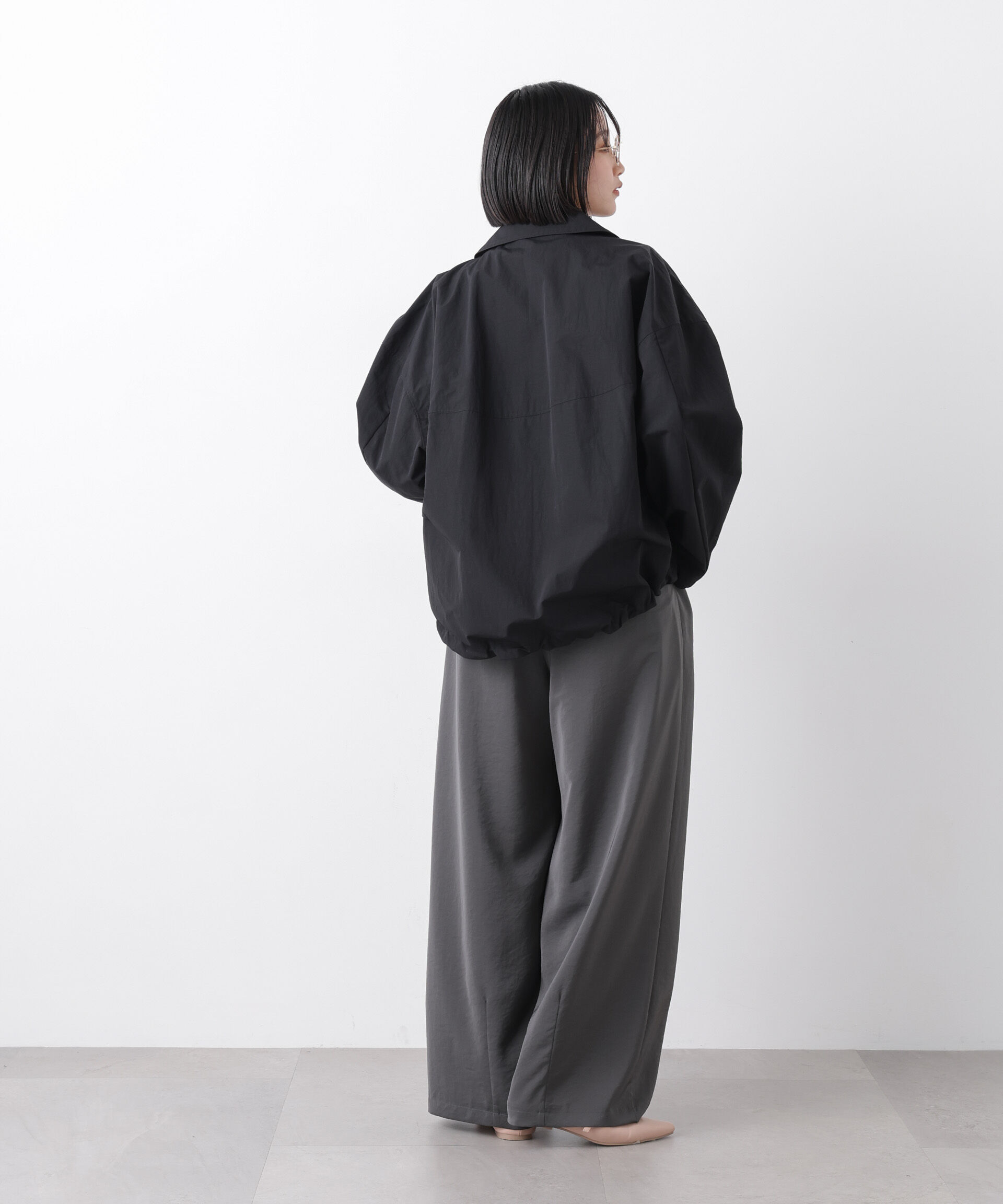 nano･universe「撥水＆花粉ガード コクーンシルエットジップブルゾン」|ブルゾン・スタジャン|