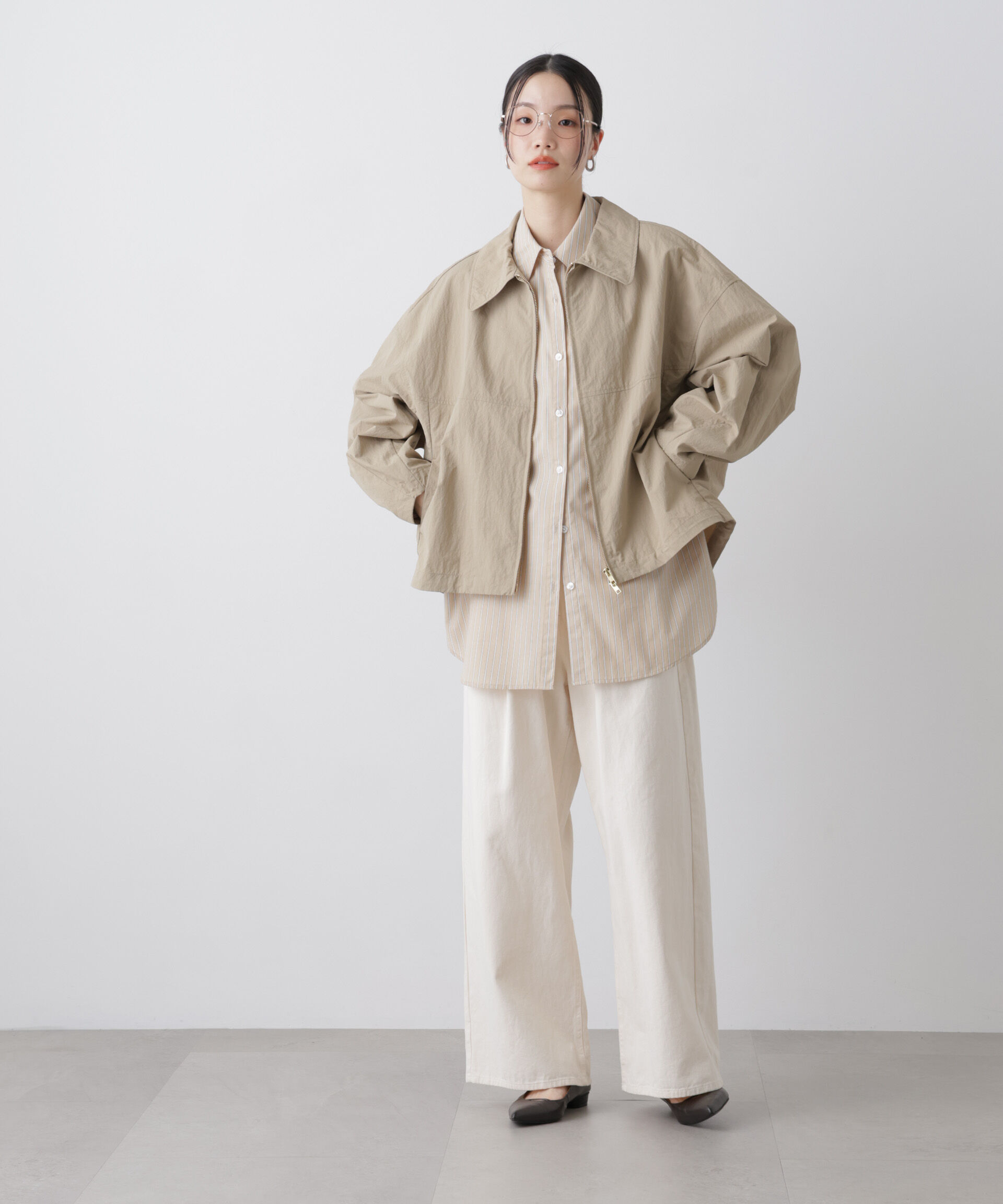 nano･universe「撥水＆花粉ガード コクーンシルエットジップブルゾン」|ブルゾン・スタジャン|