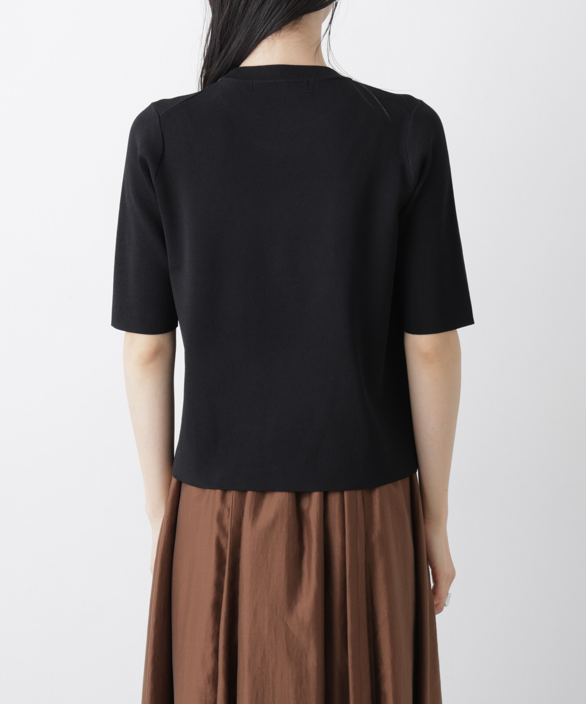 nano･universe「洗濯機洗い可UVカット接触冷感半袖ニット」|ニット・セーター|