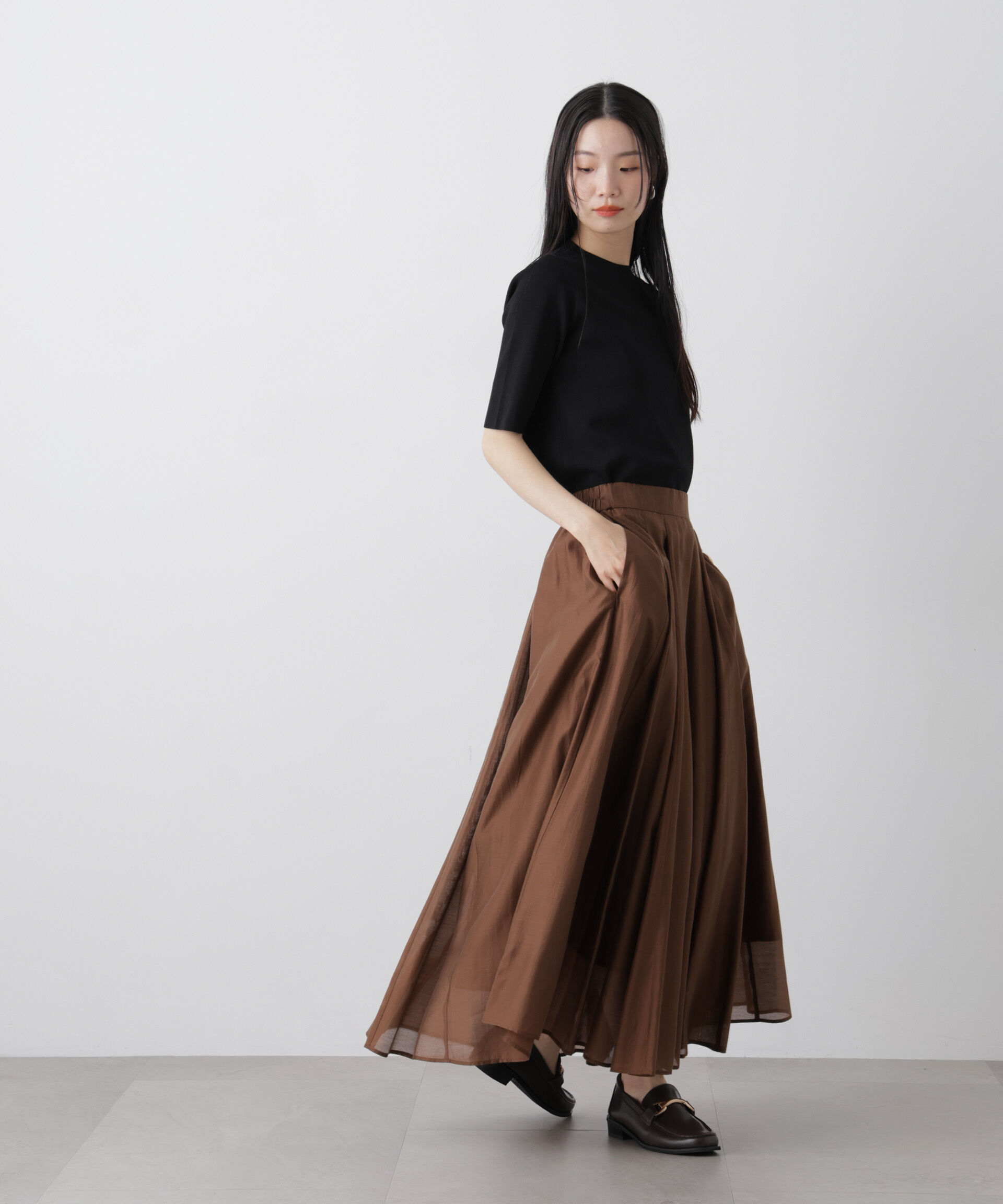 nano･universe「洗濯機洗い可UVカット接触冷感半袖ニット」|ニット・セーター|