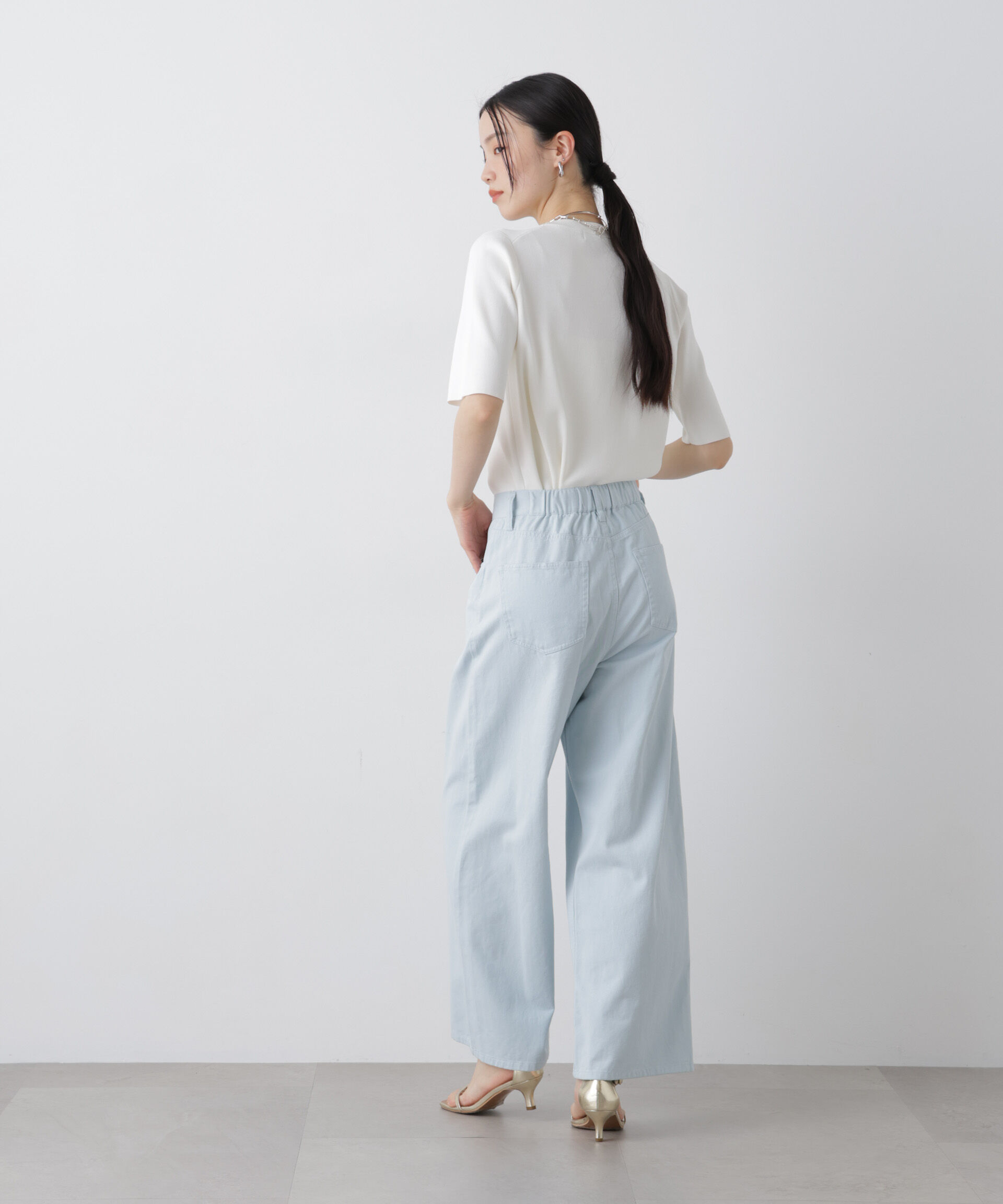 nano･universe「洗濯機洗い可UVカット接触冷感半袖ニット」|ニット・セーター|