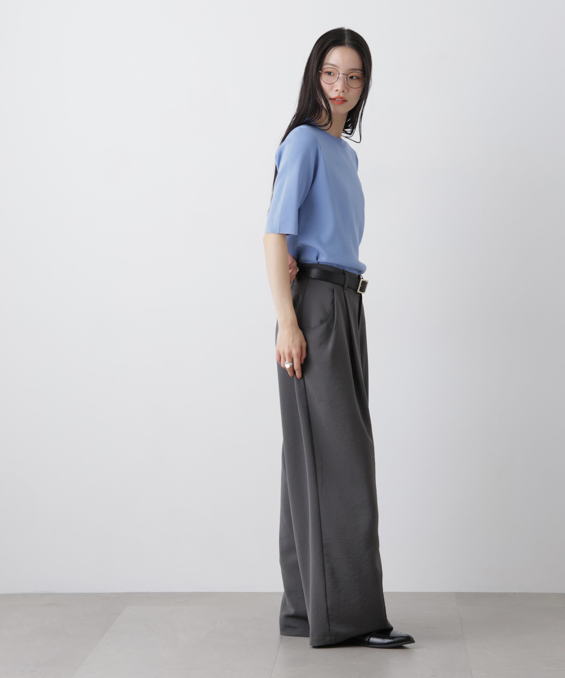 nano･universe「洗濯機洗い可UVカット接触冷感半袖ニット」|ニット・セーター|