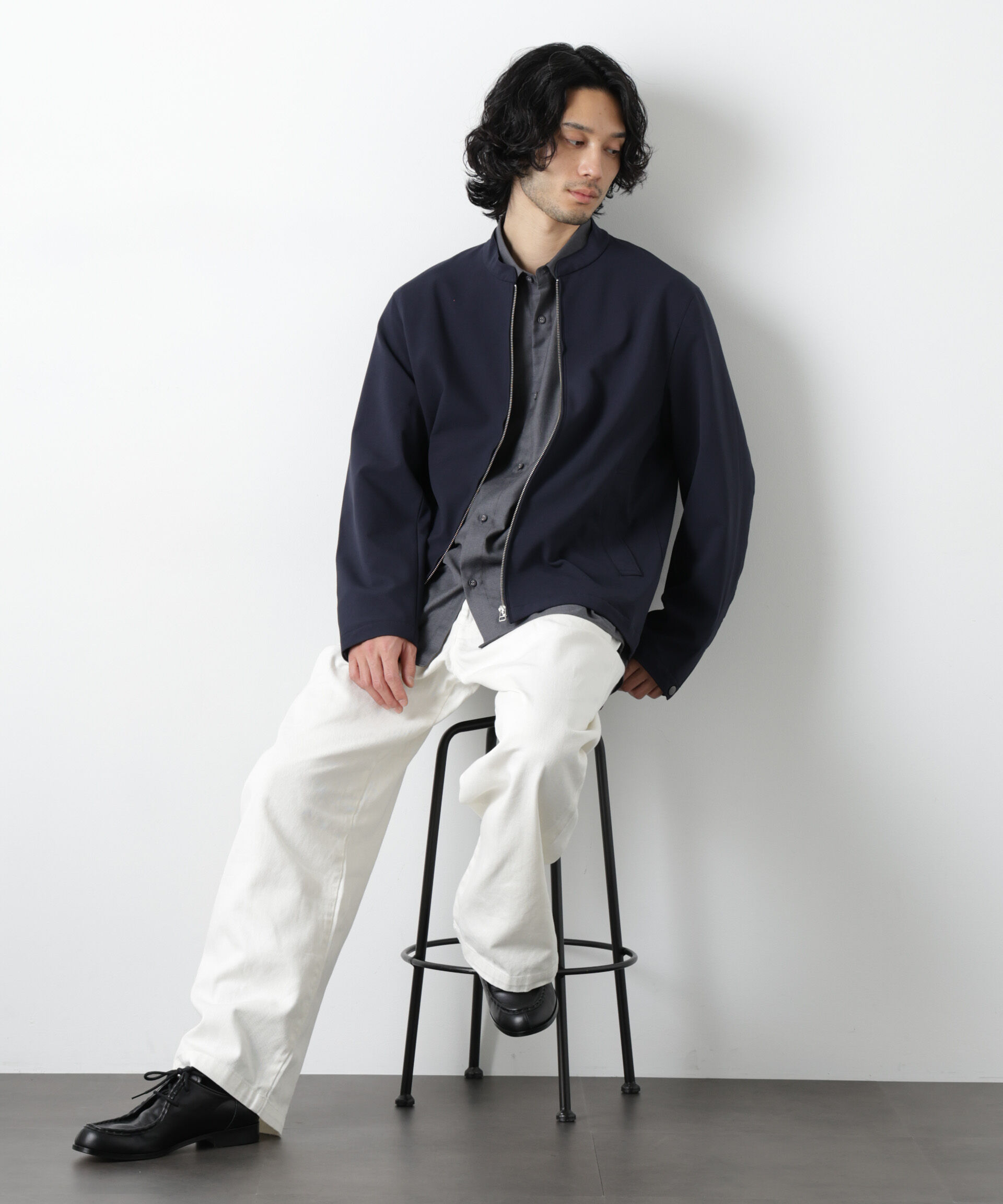 nano･universe「TR シングルライダースブルゾン」|ブルゾン・スタジャン|