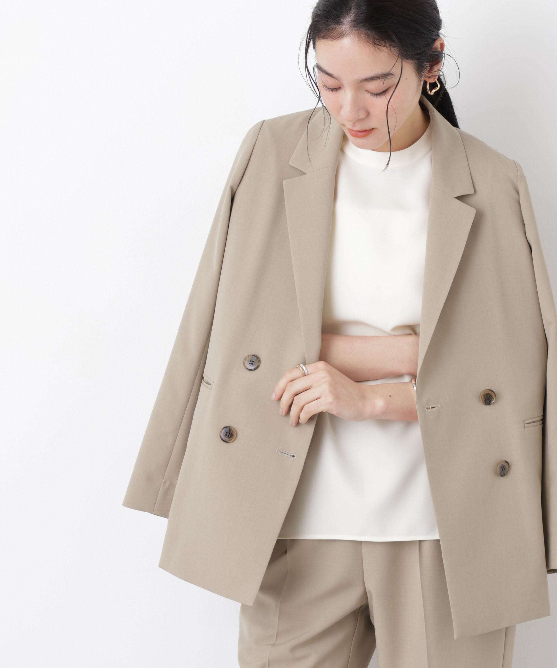 nano･universe「DressT/スタンドカラーノースリーブブラウス」|シャツ・ブラウス|