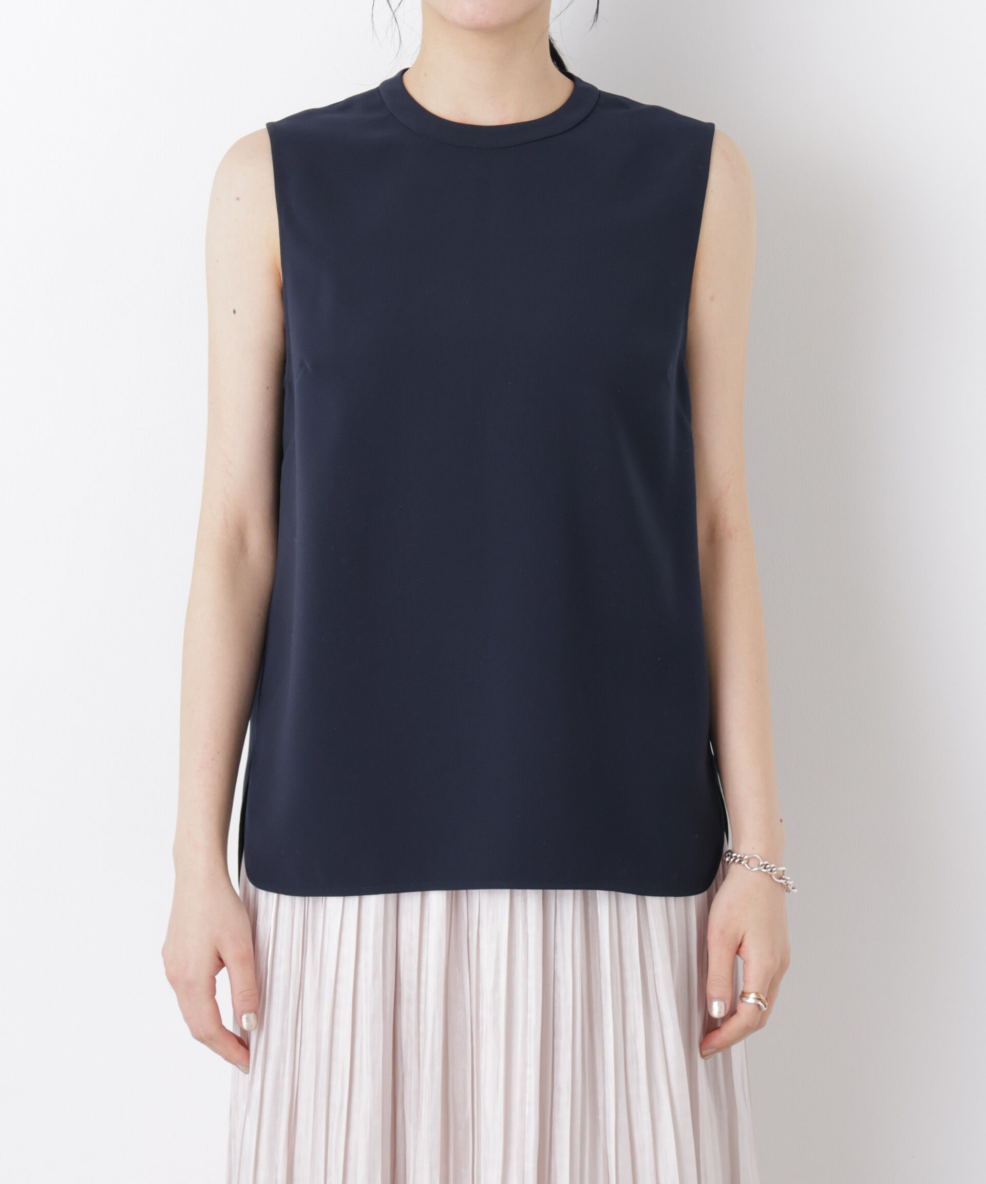 nano･universe「DressT/スタンドカラーノースリーブブラウス」|シャツ・ブラウス|