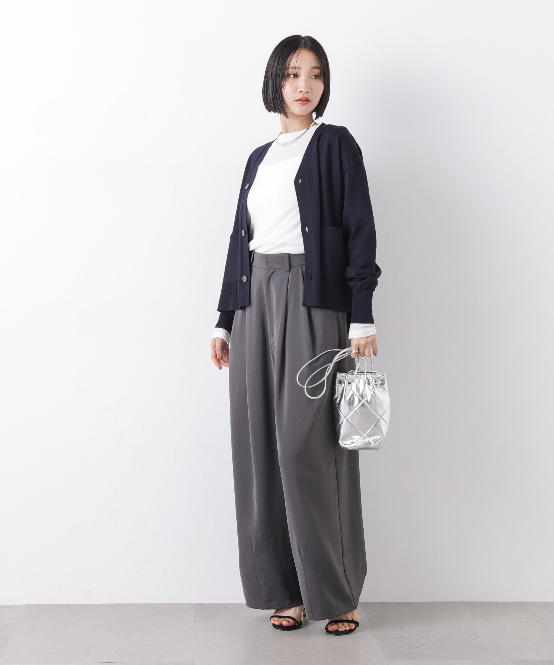 nano･universe「洗濯機洗い可UVカット接触冷感Vネックカーディガン」|ニット・セーター|