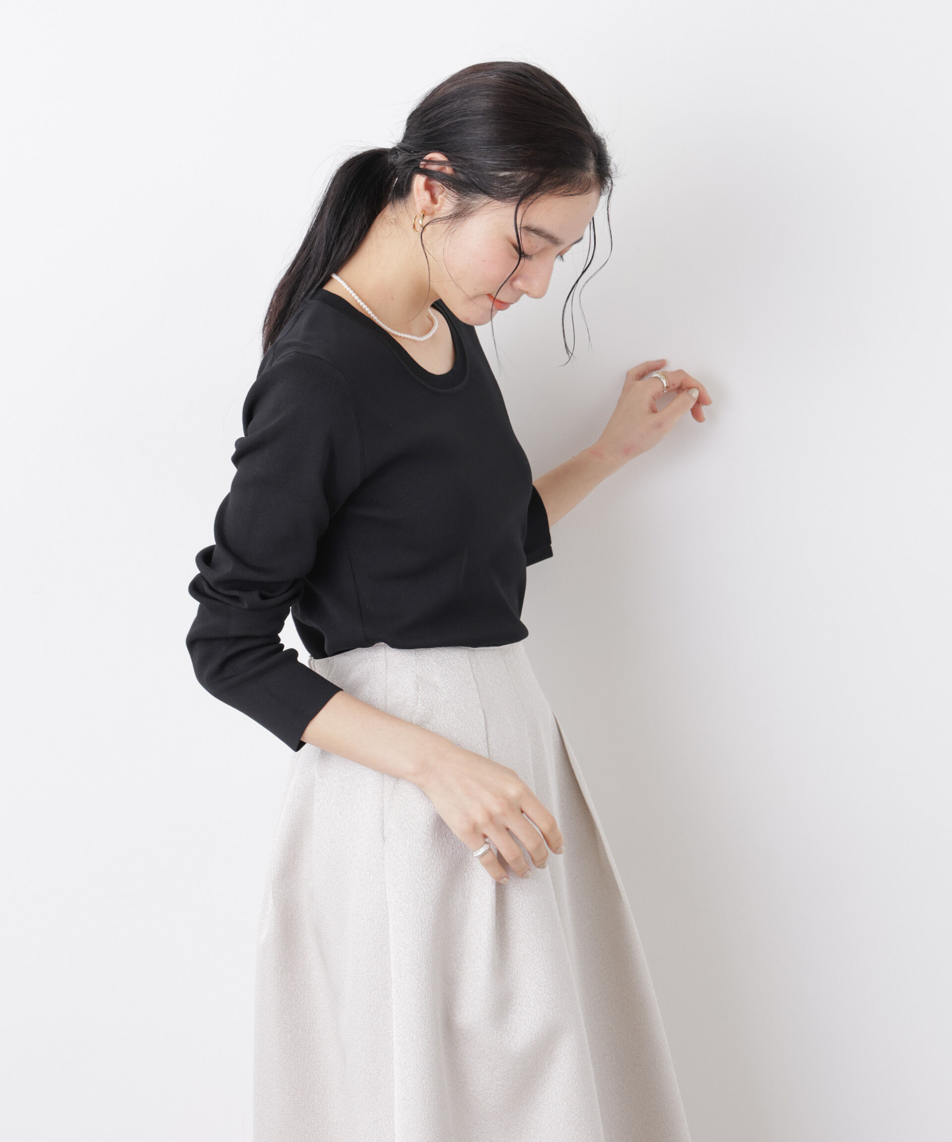 nano･universe「7function Uネック総針ニット」|ニット・セーター|