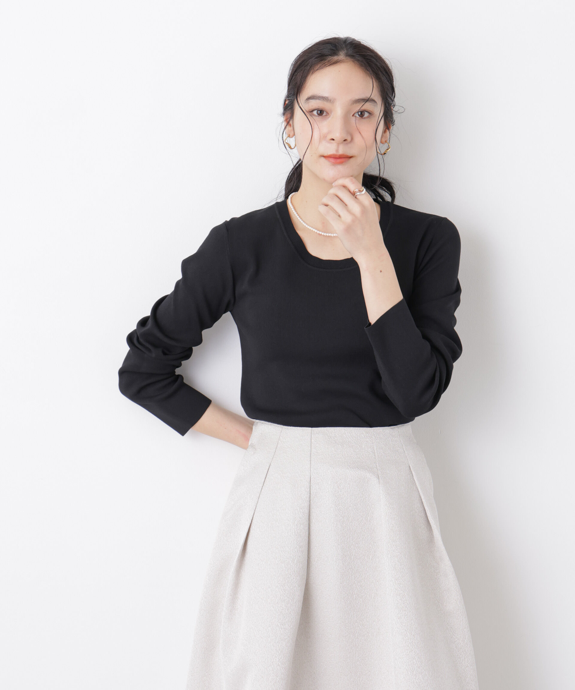 nano･universe「7function Uネック総針ニット」|ニット・セーター|