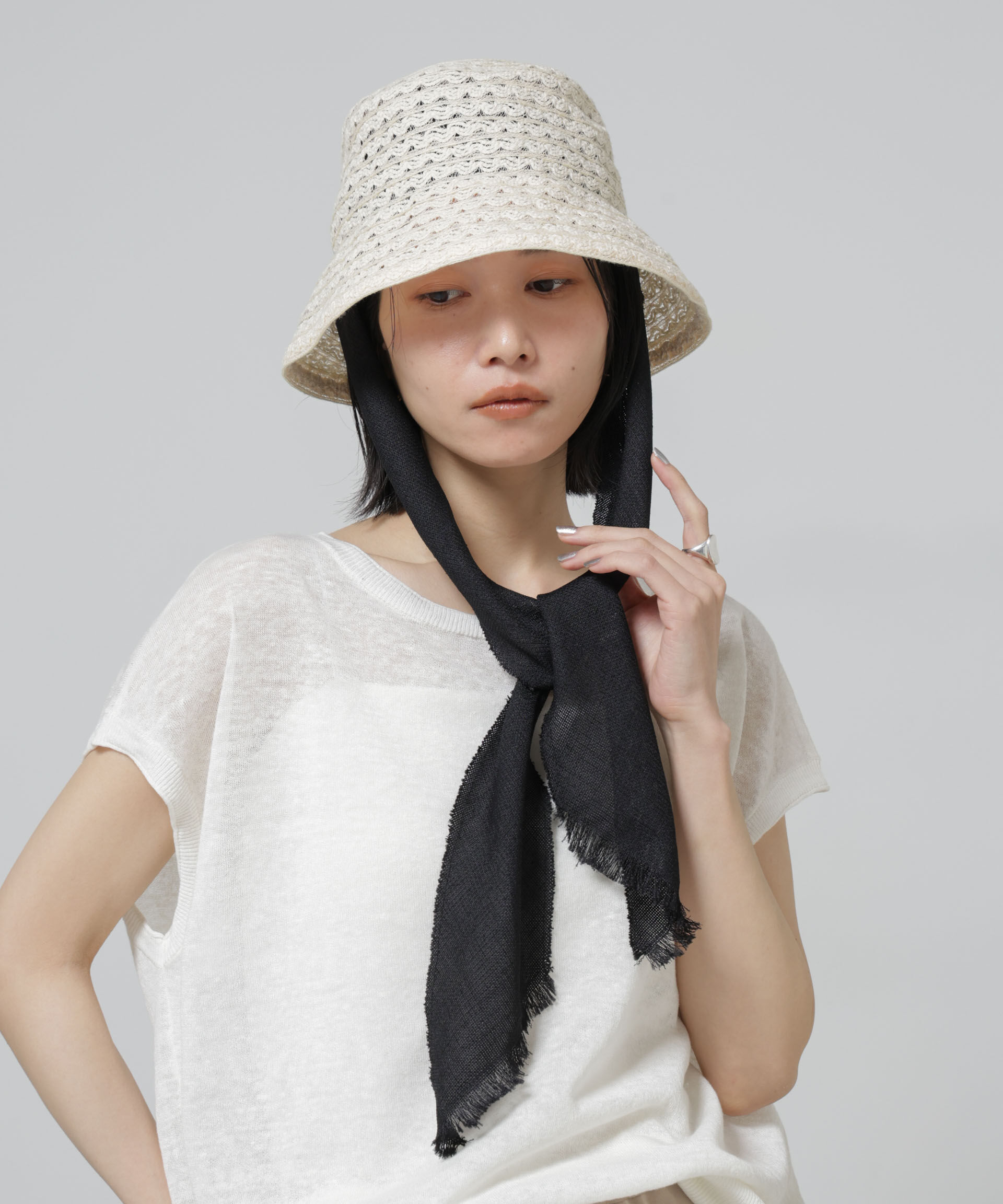 nano･universe「La Maison de Lyllis/CLOCHE SCARF」|キャップ・キャスケット|ホワイト