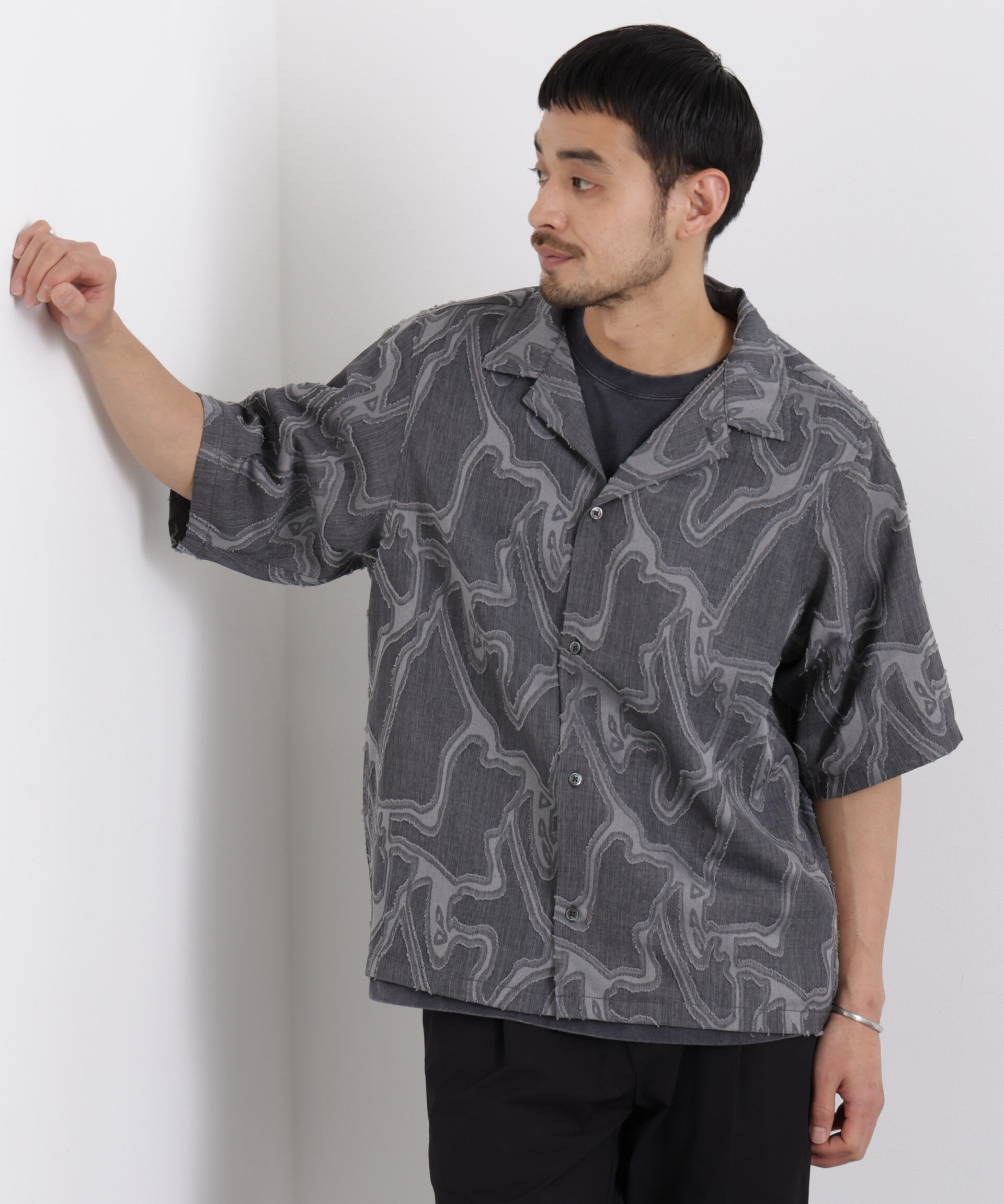 nano･universe「WEB限定/ジャガードパターンシャツ 半袖」|シャツ・ブラウス|