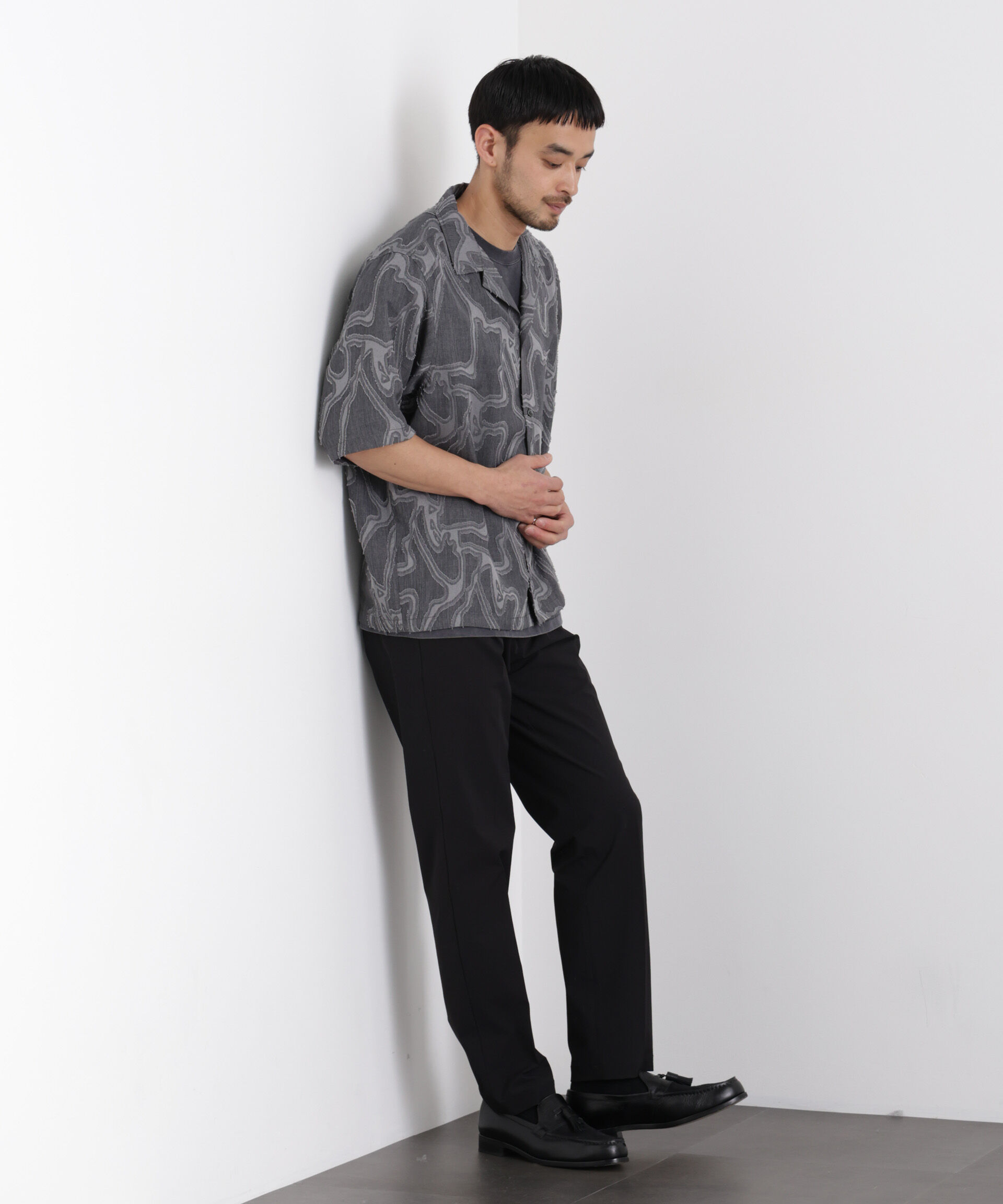 nano･universe「WEB限定/ジャガードパターンシャツ 半袖」|シャツ・ブラウス|