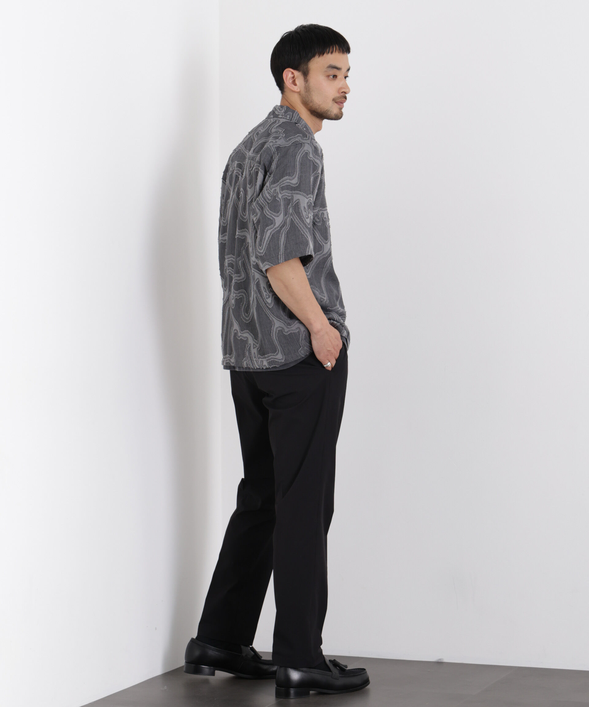 nano･universe「WEB限定/ジャガードパターンシャツ 半袖」|シャツ・ブラウス|