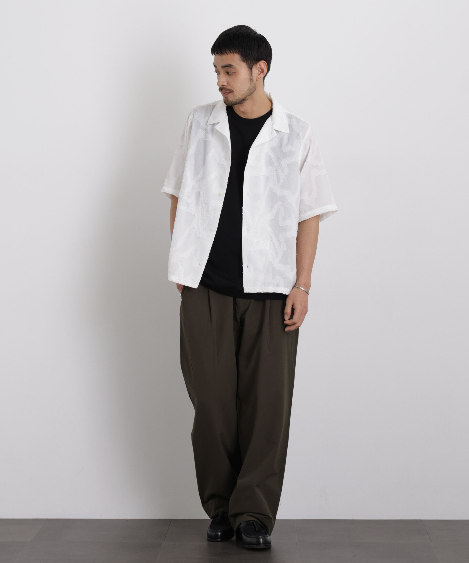 nano･universe「WEB限定/ジャガードパターンシャツ 半袖」|シャツ・ブラウス|