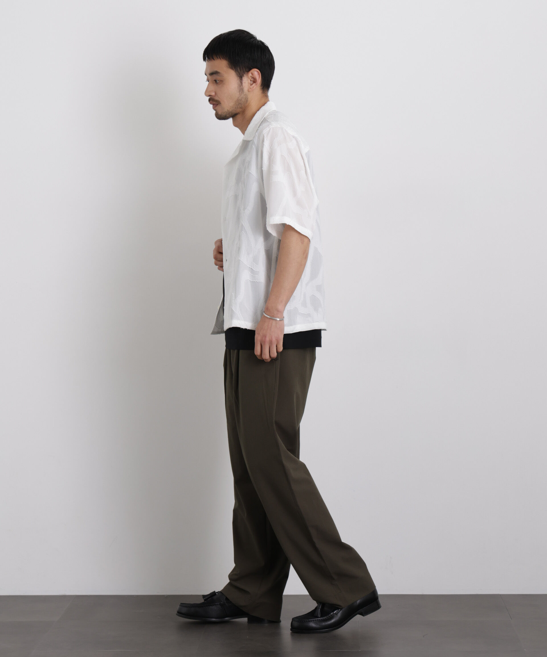 nano･universe「WEB限定/ジャガードパターンシャツ 半袖」|シャツ・ブラウス|