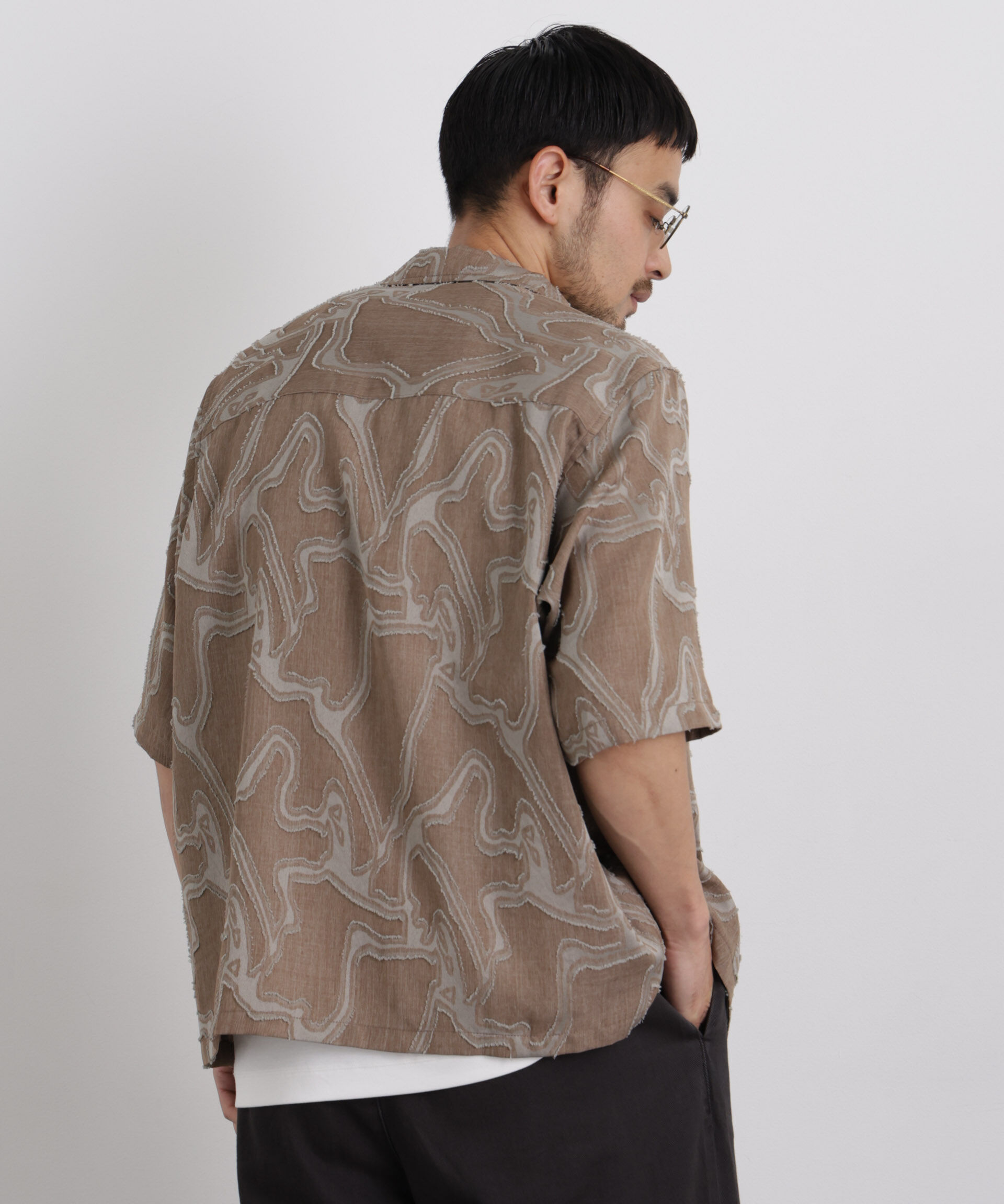 nano･universe「WEB限定/ジャガードパターンシャツ 半袖」|シャツ・ブラウス|