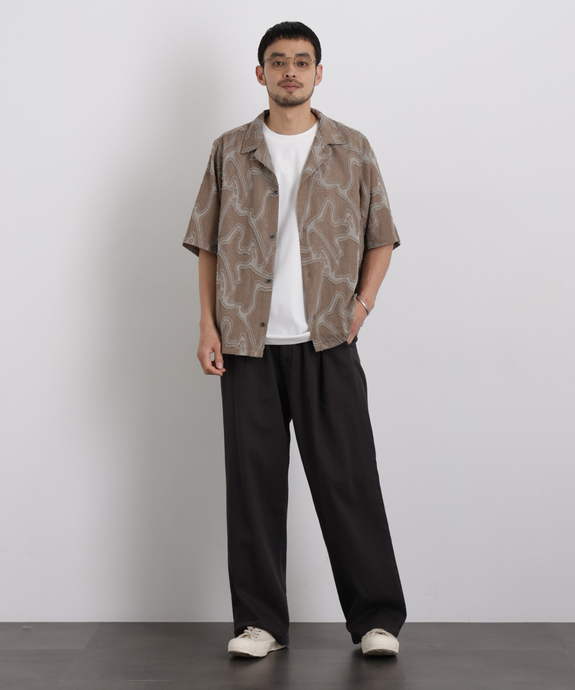 nano･universe「WEB限定/ジャガードパターンシャツ 半袖」|シャツ・ブラウス|