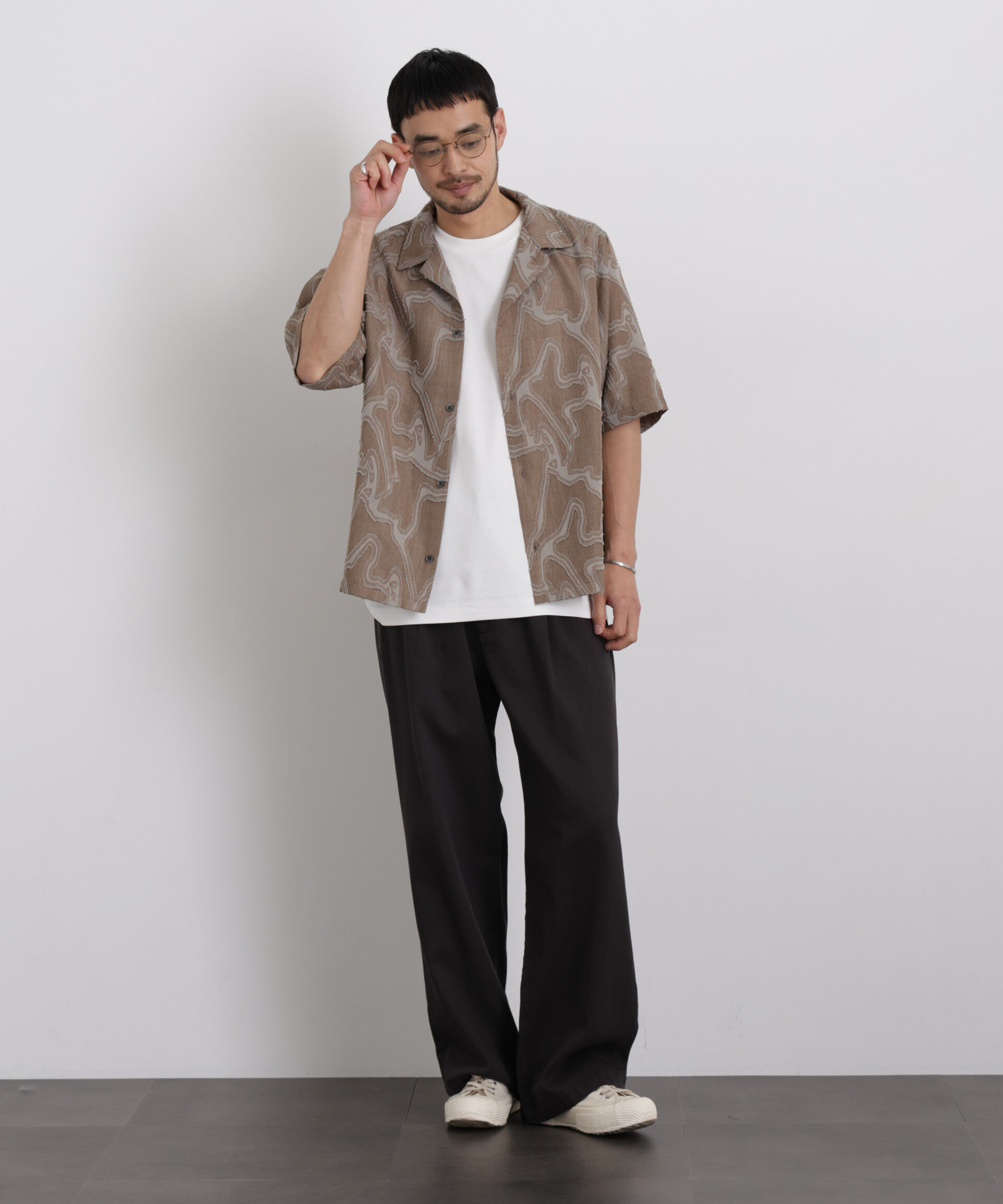 nano･universe「WEB限定/ジャガードパターンシャツ 半袖」|シャツ・ブラウス|