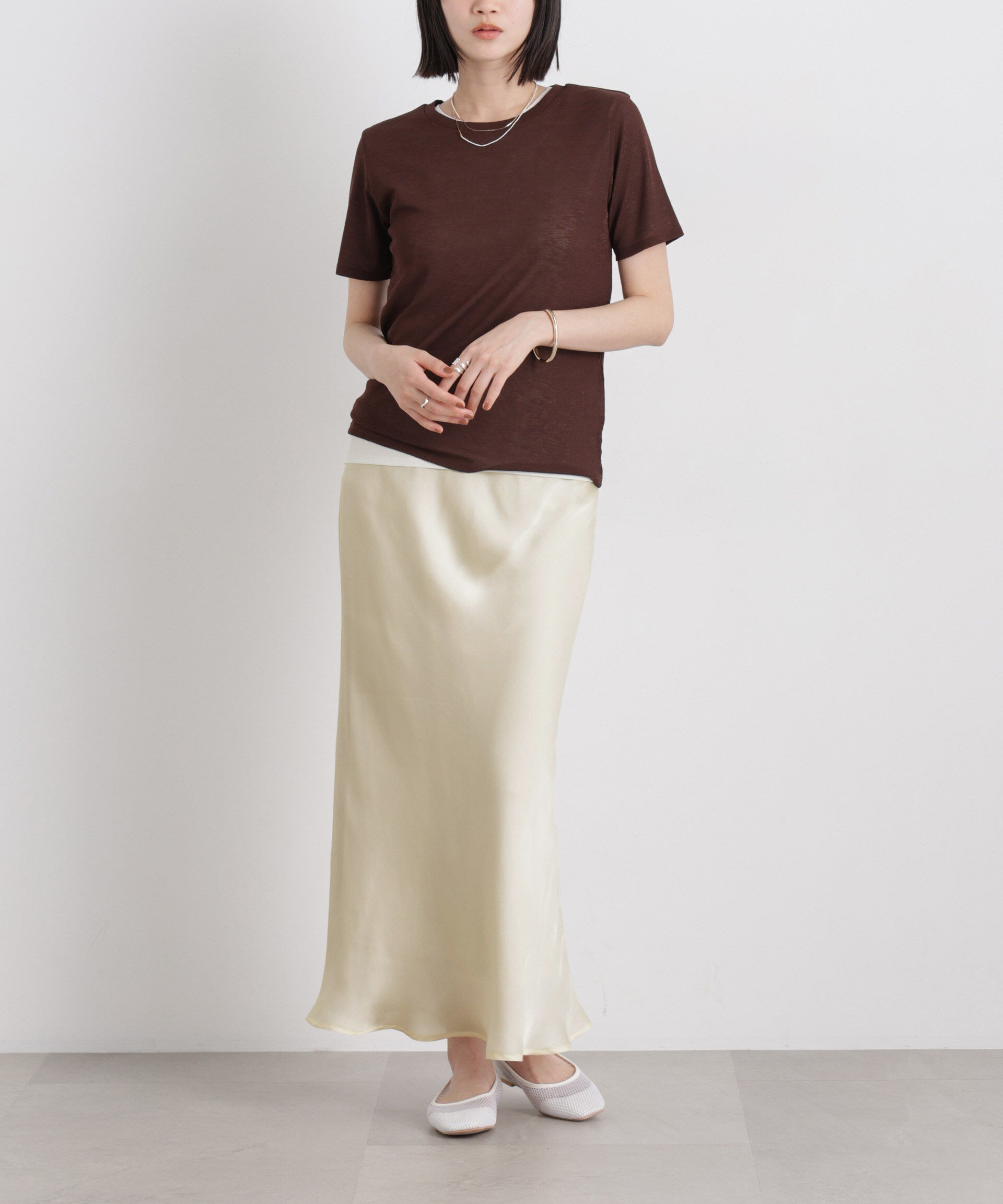 nano･universe「シアーサテンマキシスカート」|スカート|エクリュ4