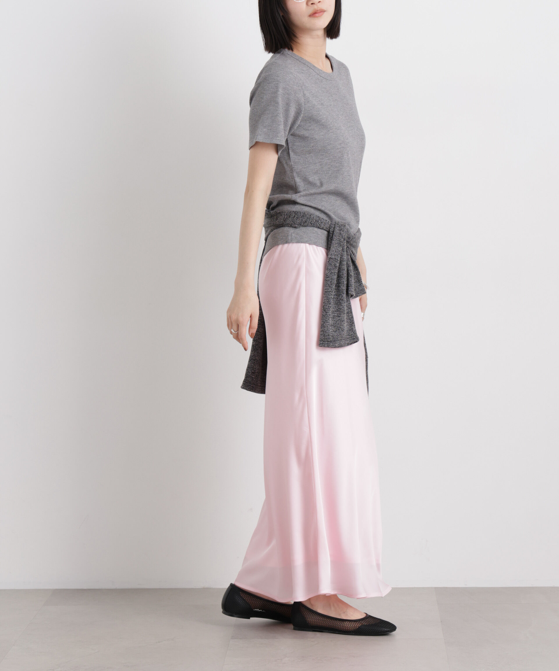 nano･universe「シアーサテンマキシスカート」|スカート|