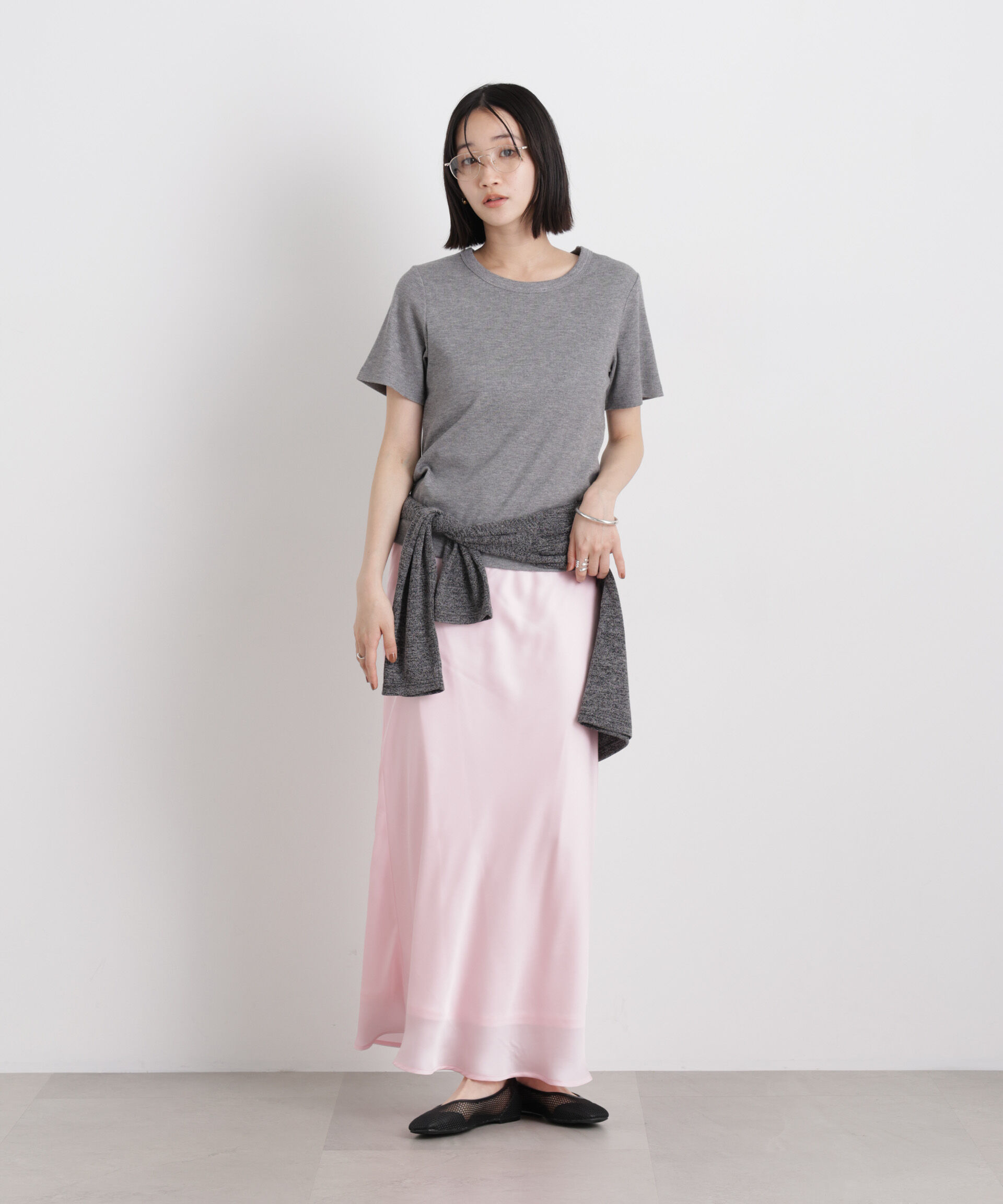 nano･universe「シアーサテンマキシスカート」|スカート|