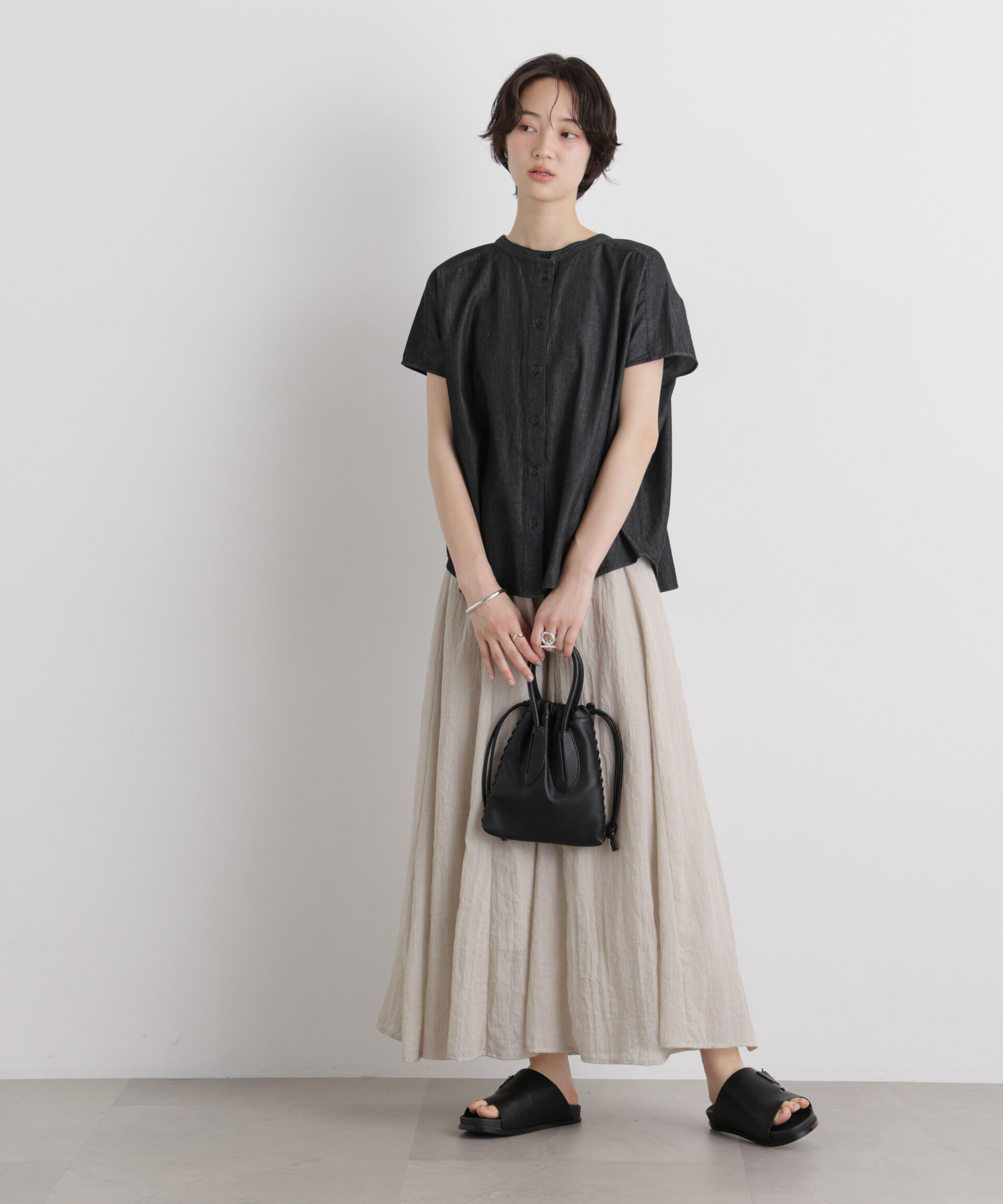 nano･universe「ライトオンスデニム前後2wayドルマンブラウス(セットアップ可)」|シャツ・ブラウス|