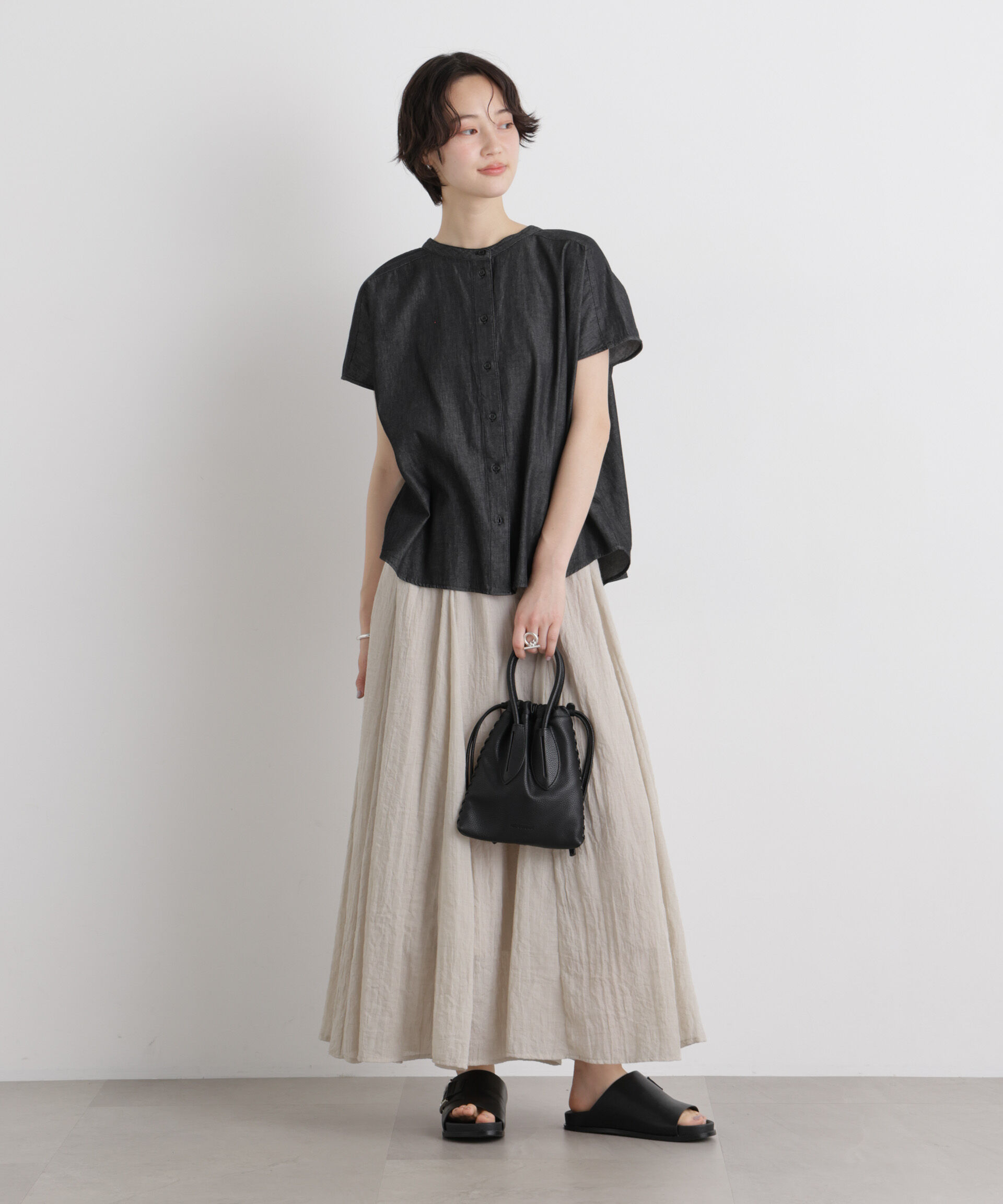 nano･universe「ライトオンスデニム前後2wayドルマンブラウス(セットアップ可)」|シャツ・ブラウス|