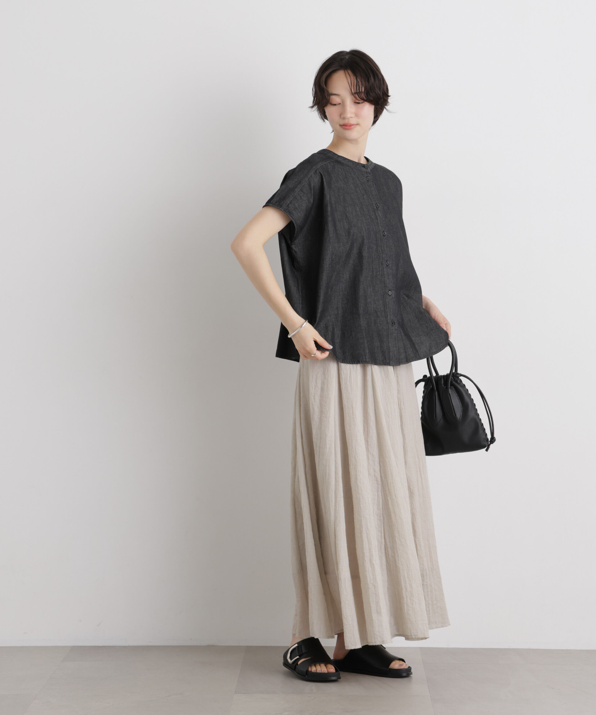 nano･universe「ライトオンスデニム前後2wayドルマンブラウス(セットアップ可)」|シャツ・ブラウス|