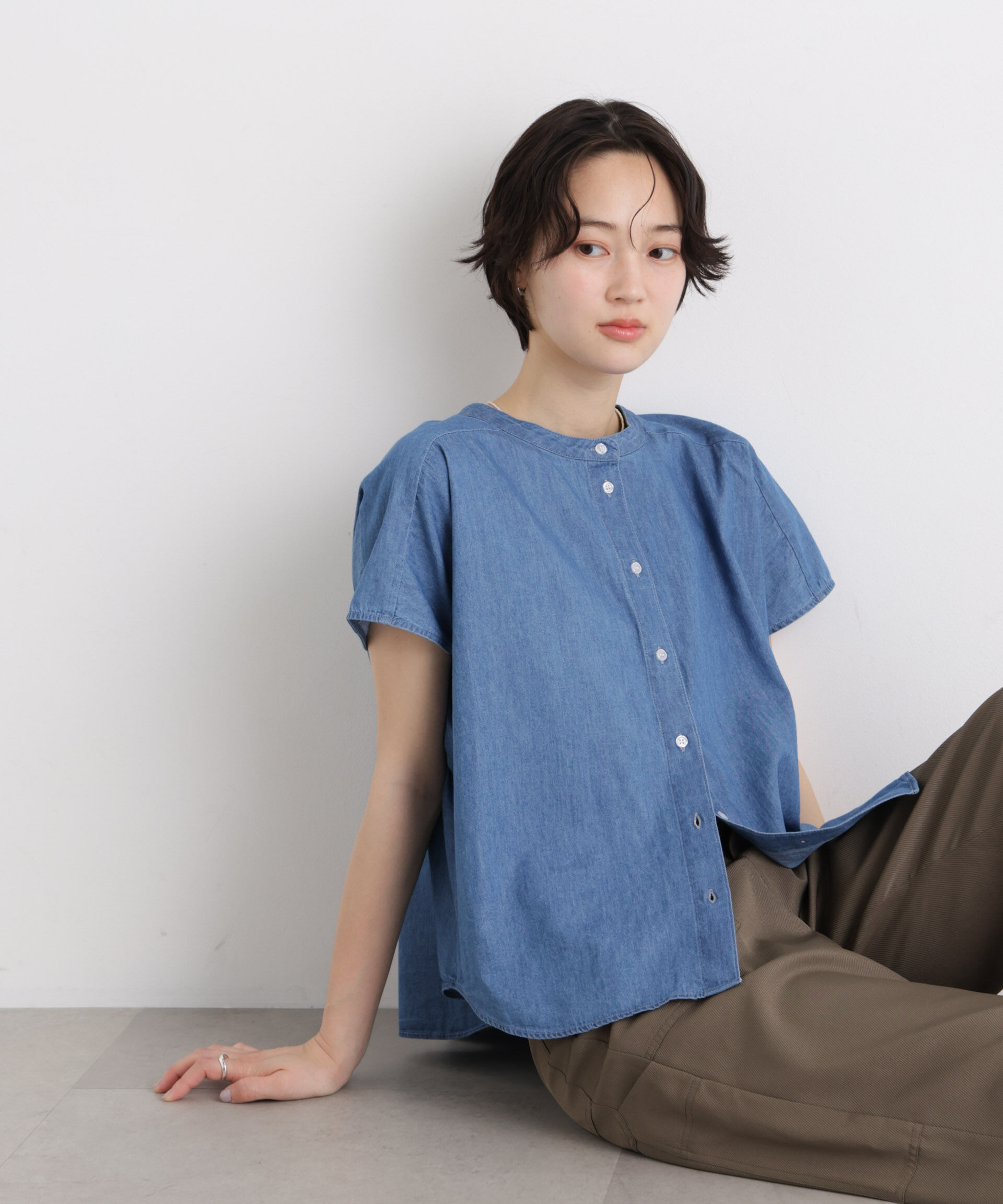 nano･universe「ライトオンスデニム前後2wayドルマンブラウス(セットアップ可)」|シャツ・ブラウス|