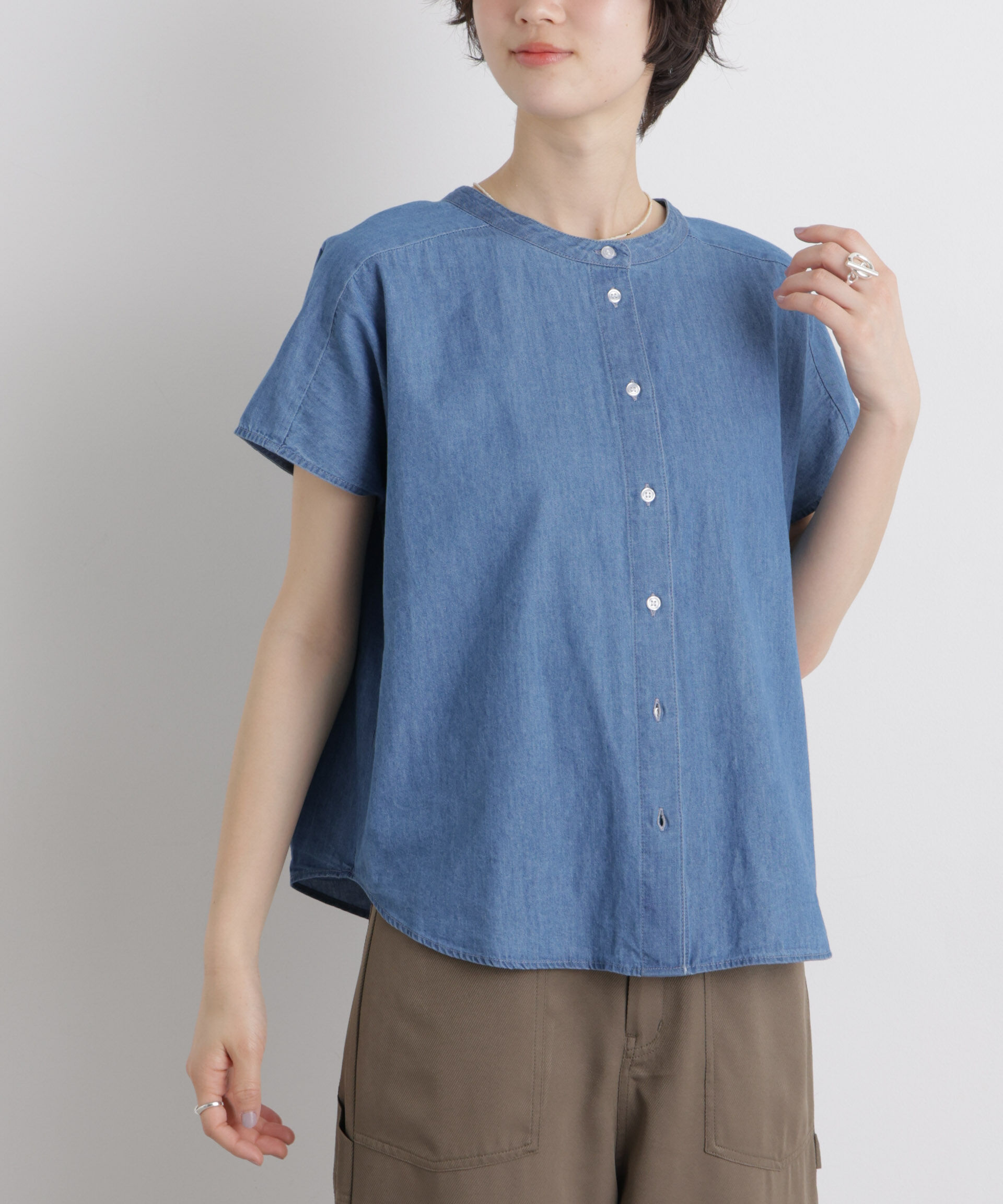 nano･universe「ライトオンスデニム前後2wayドルマンブラウス(セットアップ可)」|シャツ・ブラウス|