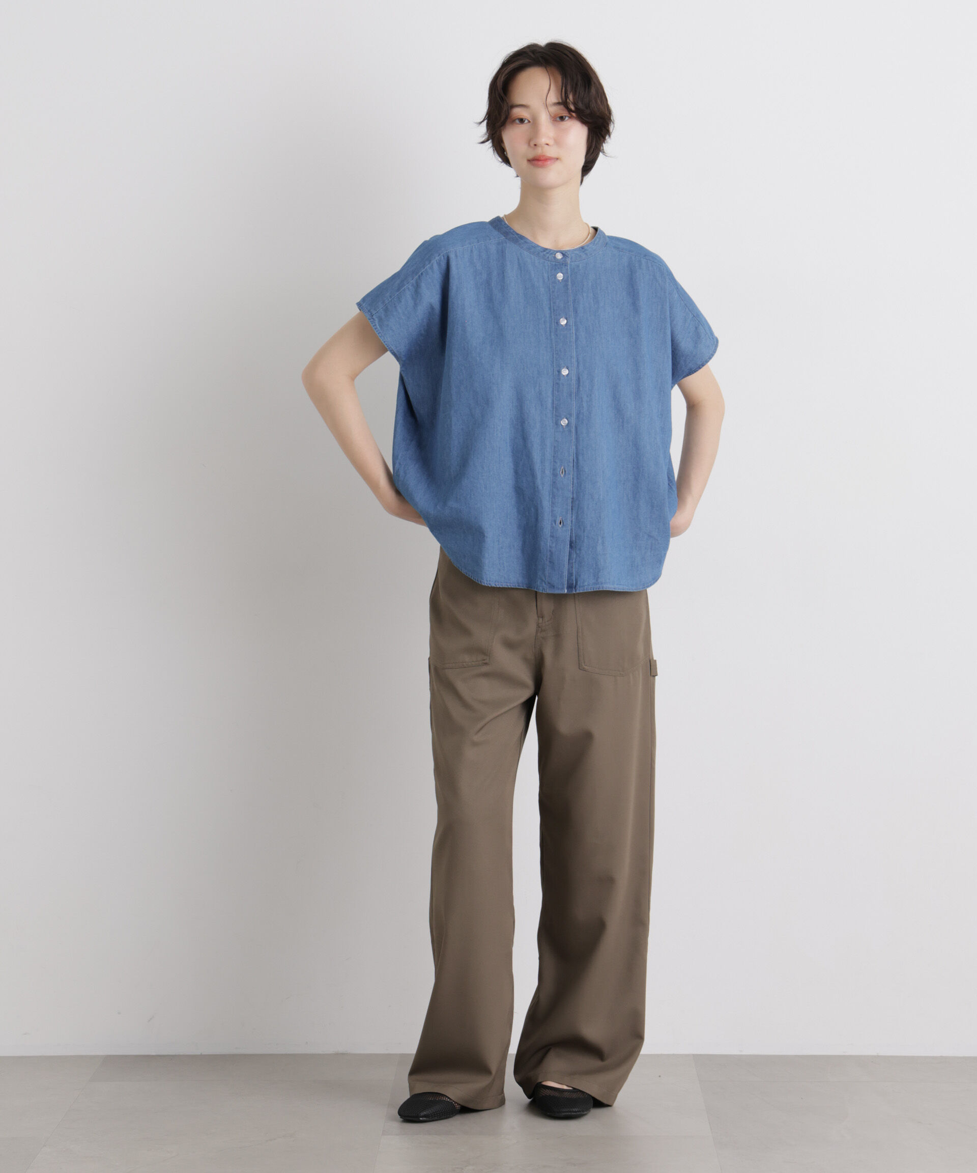 nano･universe「ライトオンスデニム前後2wayドルマンブラウス(セットアップ可)」|シャツ・ブラウス|